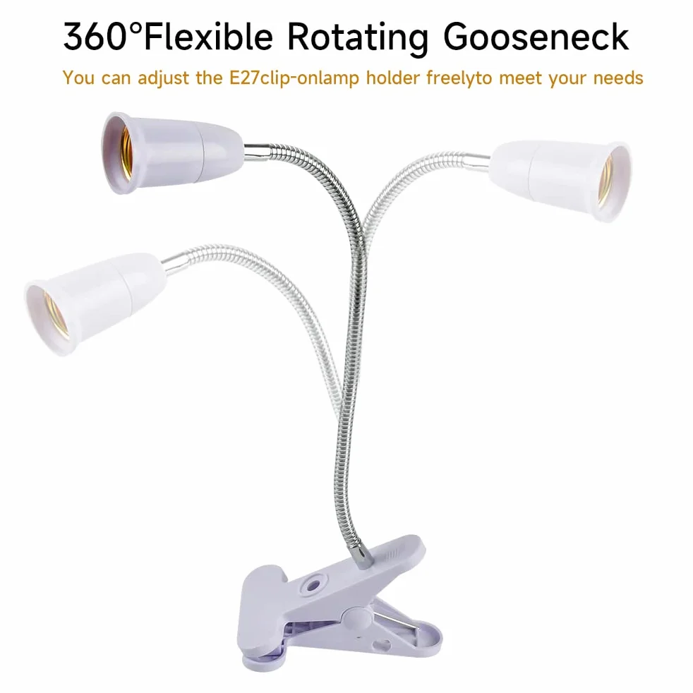 TIMESETL Lampa z klipsem E27 2 szt. 45 W regulowana 360° gęsia szyja biurkowa z zaciskiem