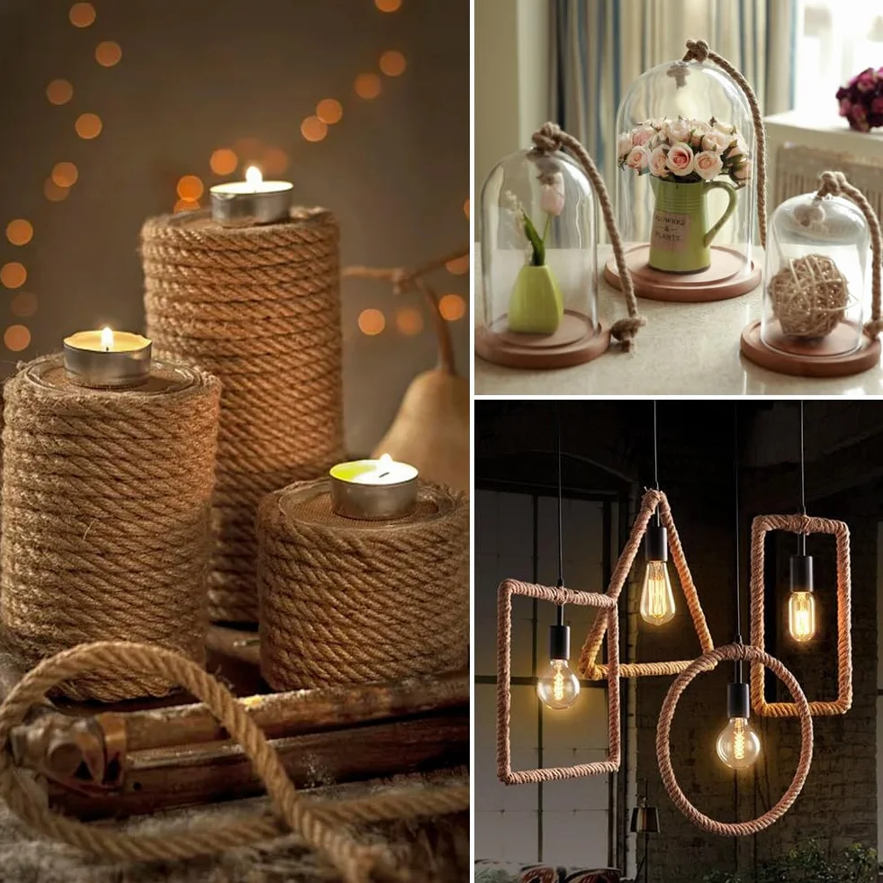 Lina konopna 30 m 10 mm ciężka do rzemiosła florystyki DIY dekoracji brązowa