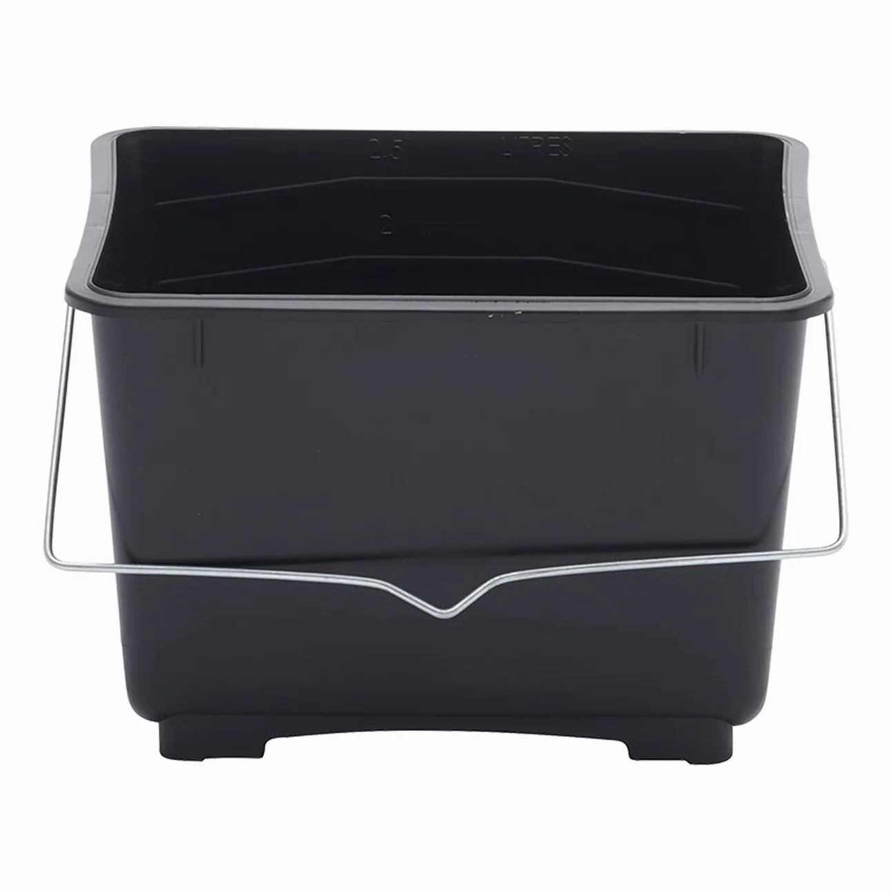 Plastikowe mini wiaderko malarskie ProDec o pojemności 2,5 litra (0,5 galona), wykonane w 100% z plastiku pochodzącego z recyklingu, z metalowym uchwytem do przenoszenia