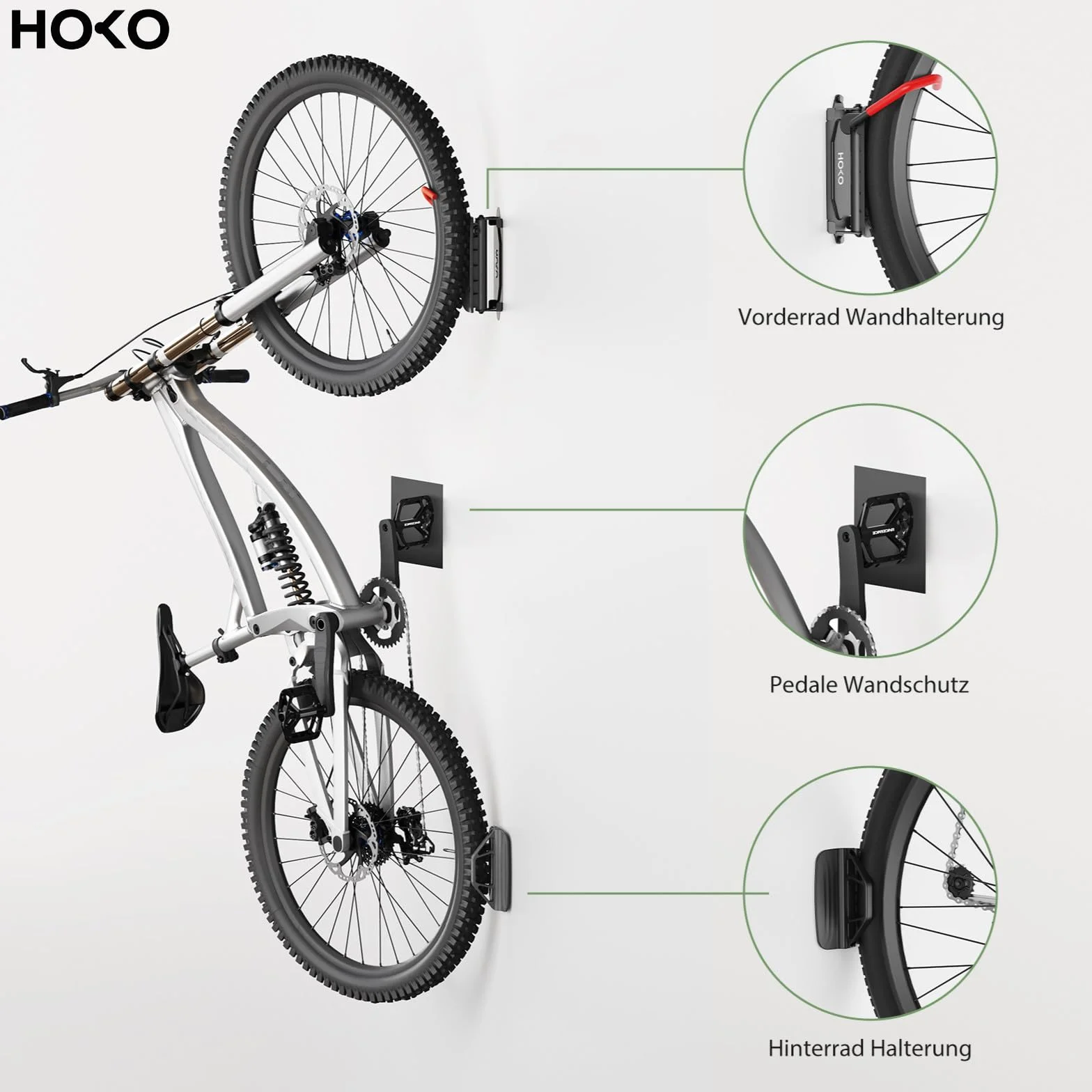 HOKO VELO 30 zestaw 4 uchwytów na rower montaż ścienny obracany obciążenie 30 kg