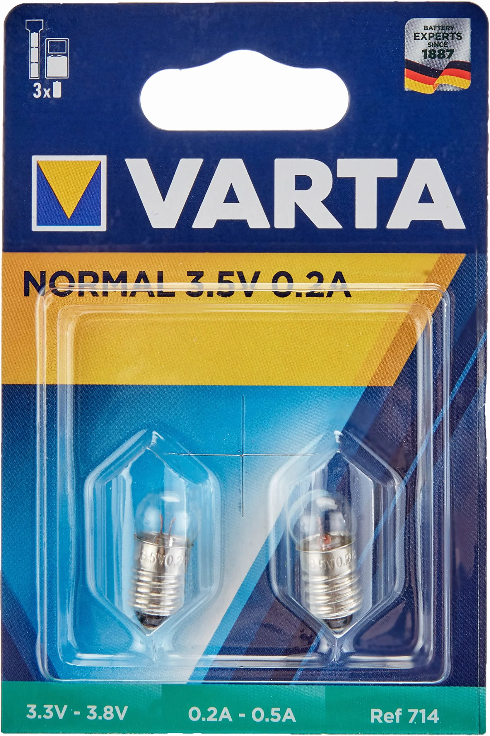 Varta 714 żarówka gwint 3,5 V 0,2 A opakowanie 2 szt