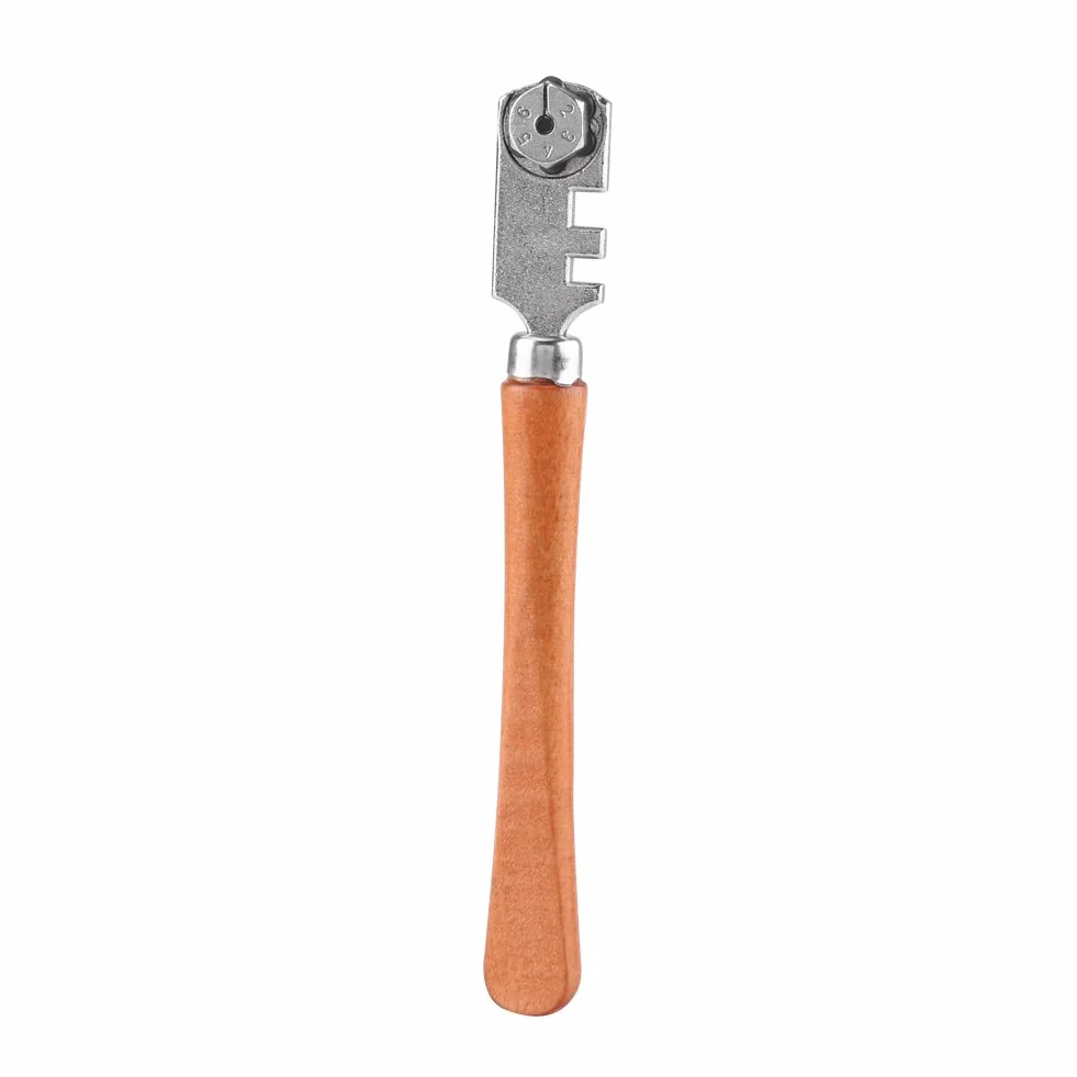 Zunate Glass Cutter, 130MM Profesjonalny sześciokołowy nóż do szkła z drewnianą rączką