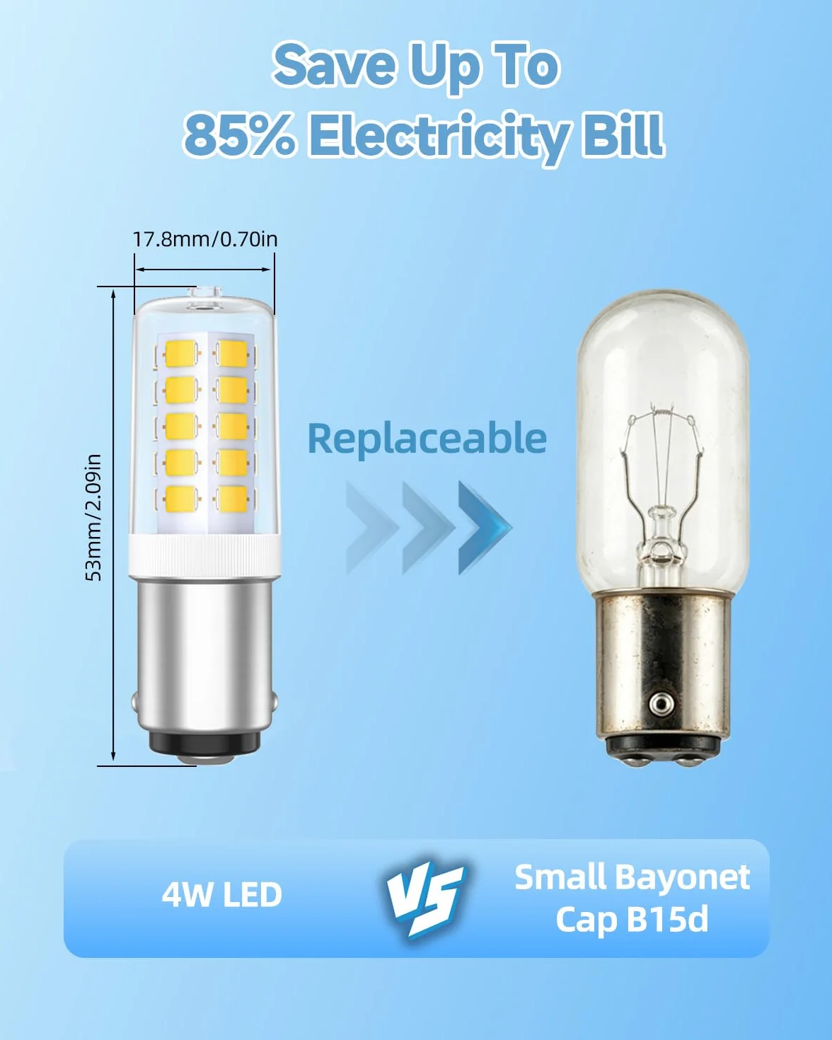 Żarówka LED B15D 4W Ciepła Biała 3000K 230VAC 2szt