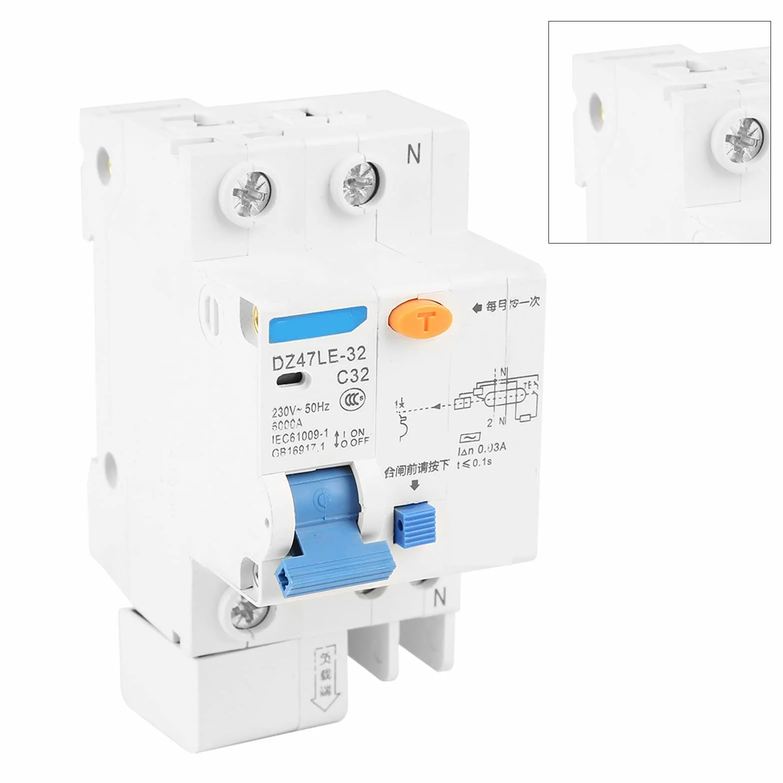 Wyłącznik różnicowoprądowy RCCB DZ47LE-32 1P+N C32 30mA 230V
