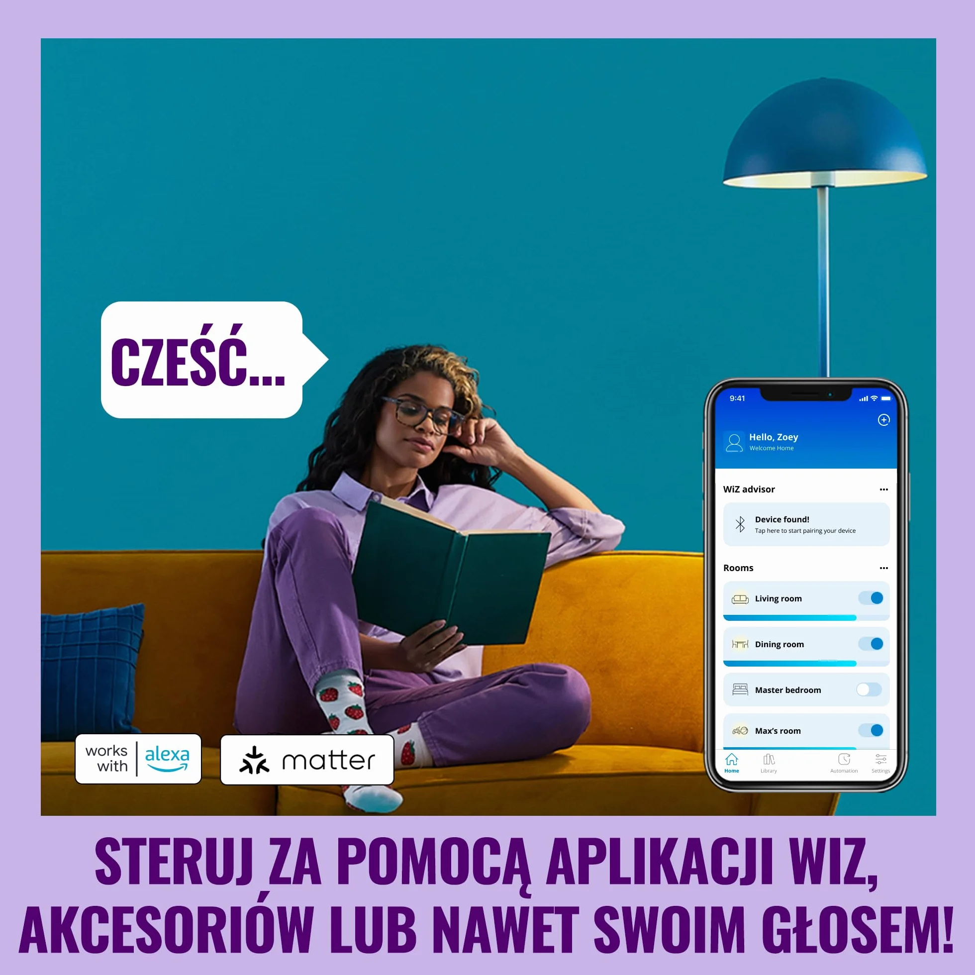 WiZ Smart A60 Żarówka LED E27 60W 2200K-6500K 806lm Inteligentna działa z Alexą Google Assistant Apple Home 1 szt