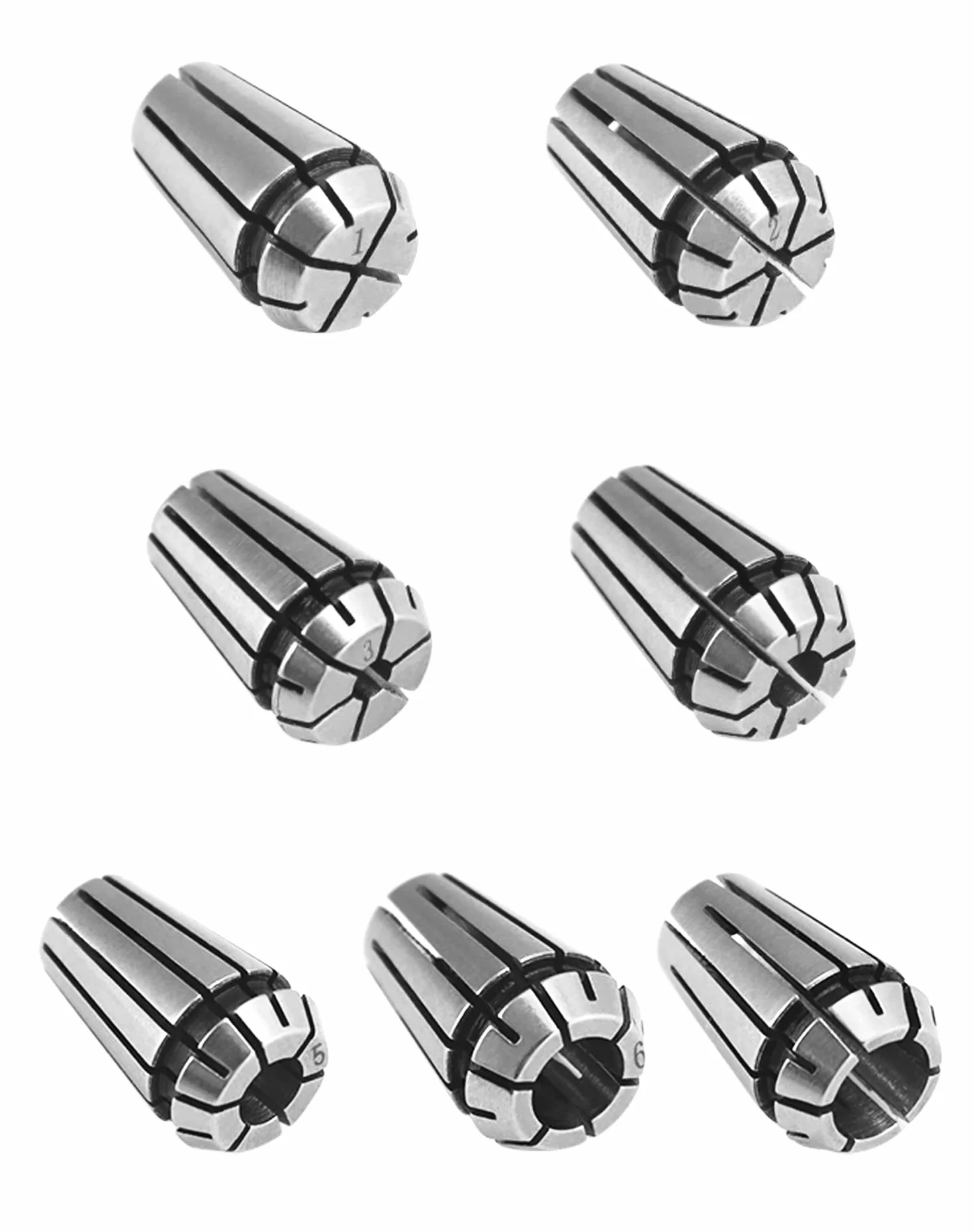 QWORK Zestaw z 7 tulejami zaciskowymi ER11 1.0mm-7.0mm wysoka siła zacisku narzędzie do grawerowania i frezowania CNC