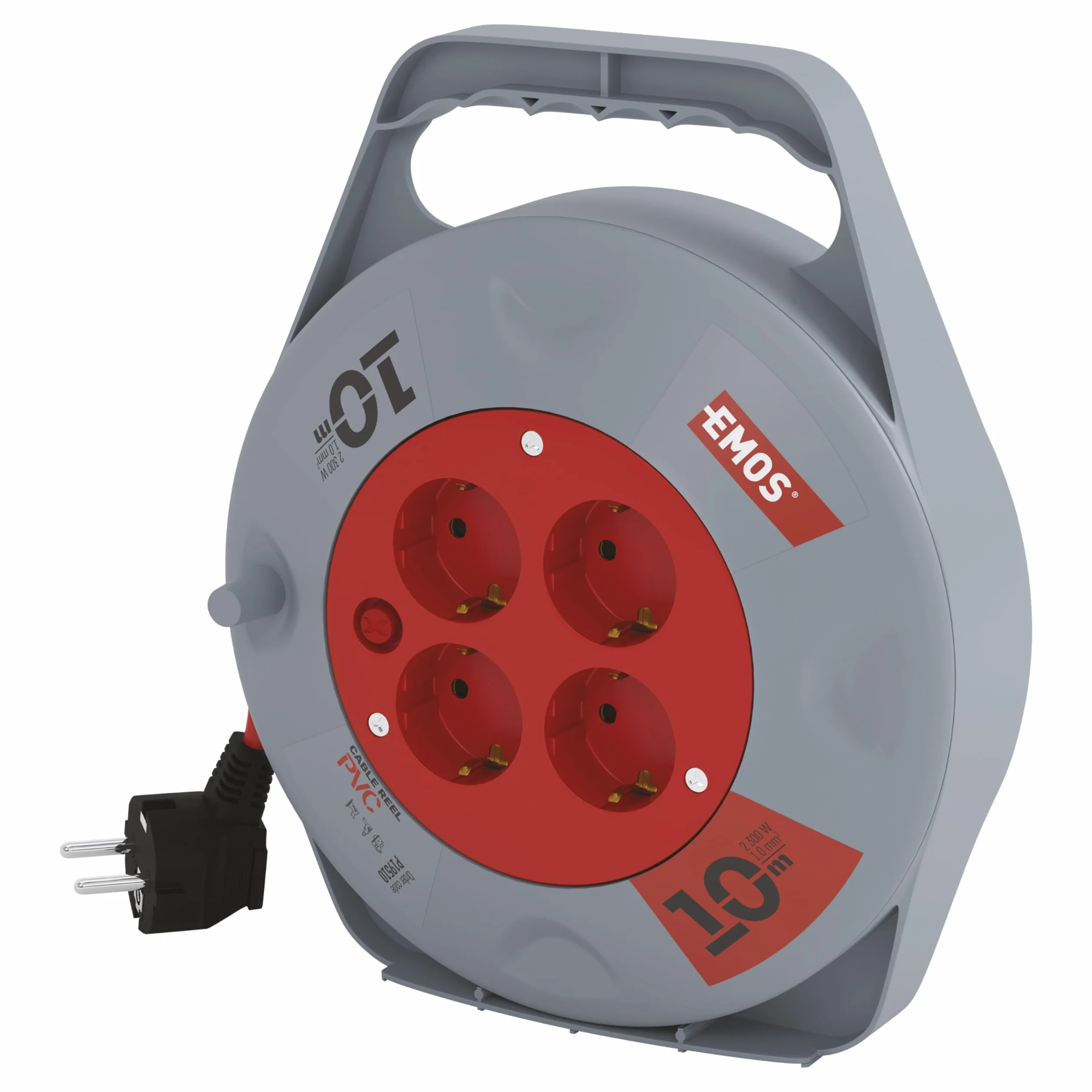EMOS Mini bęben do kabli 10 m 4 gniazda Schuko 230 V 2300 W IP20
