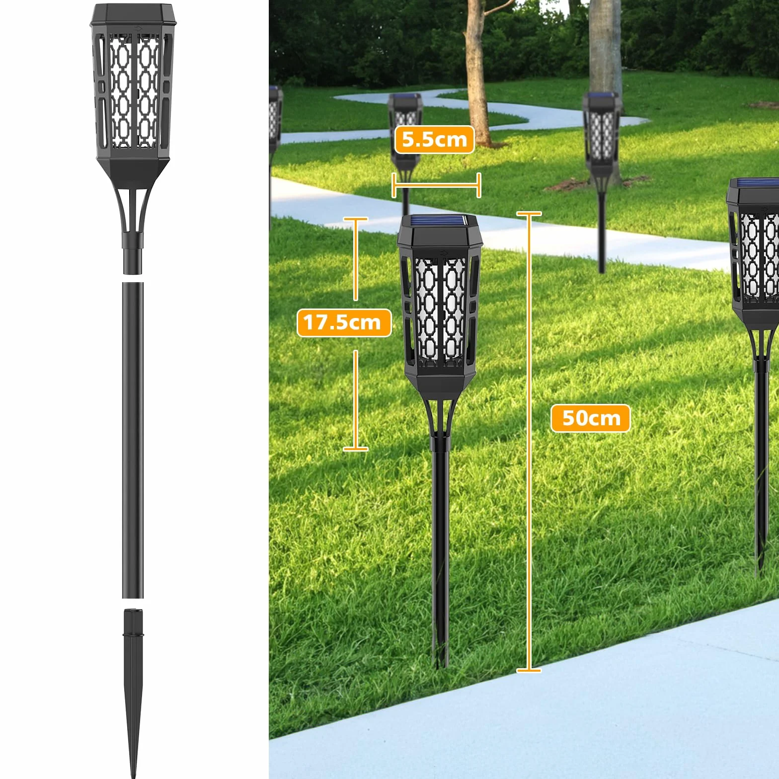 Zewnętrzny płomień słoneczny 4 sztuki 12 diod LED wodoodporna latarka słoneczna lampa ogrodowa z tańcem płomieniem