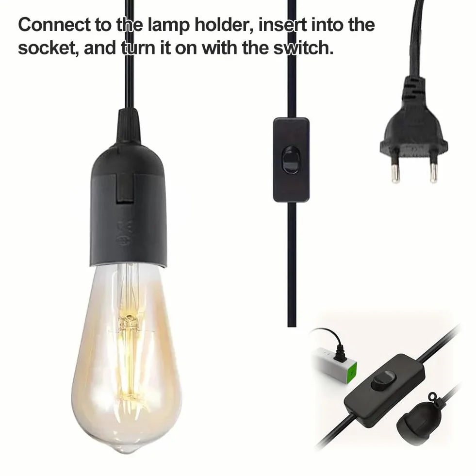 Zawieszenie lampy E27 2 sztuki z uchwytem śrubowym kabel 1,2 m regulowany