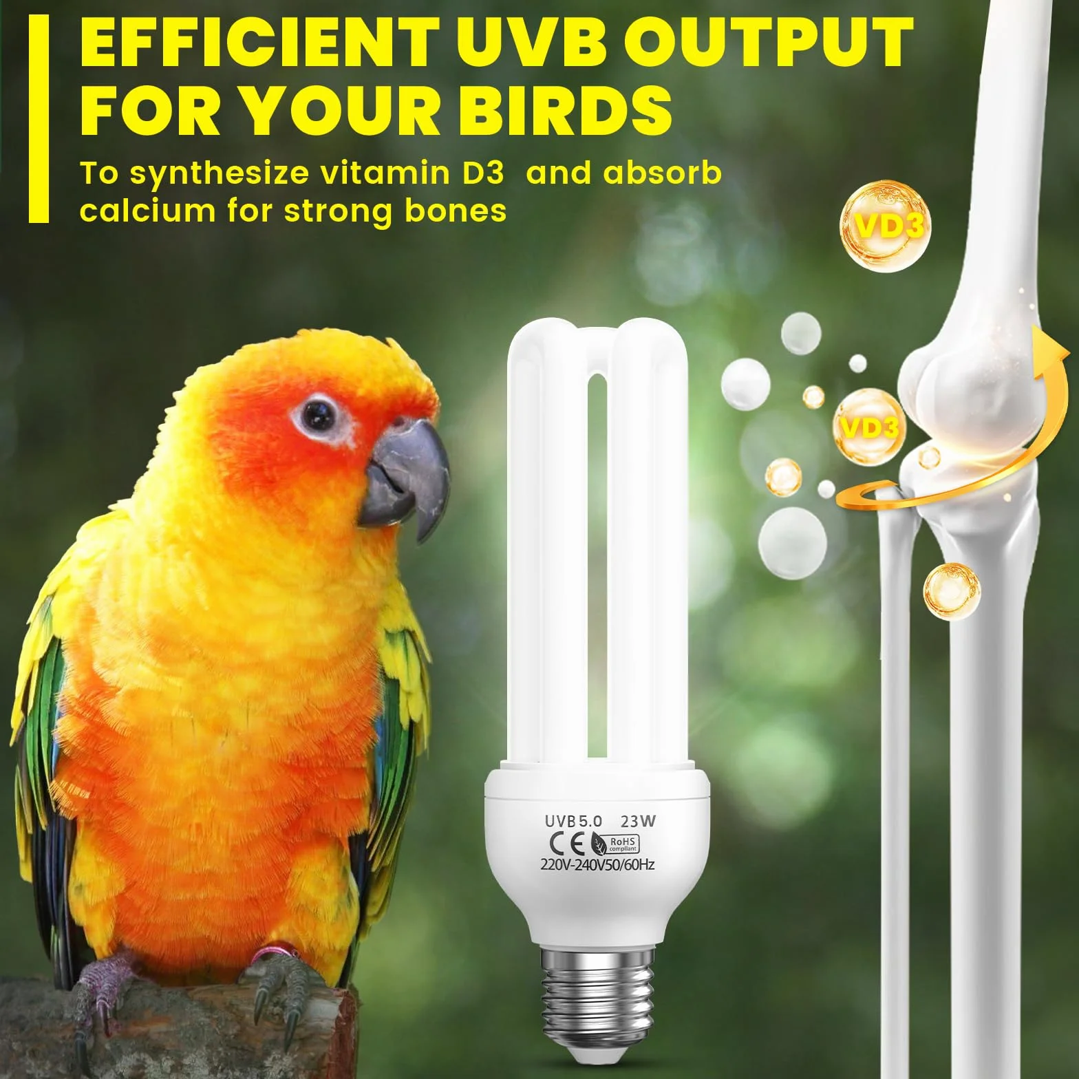 UVB 5.0 lampa dla ptaków E27 23W żarówka kompaktowa