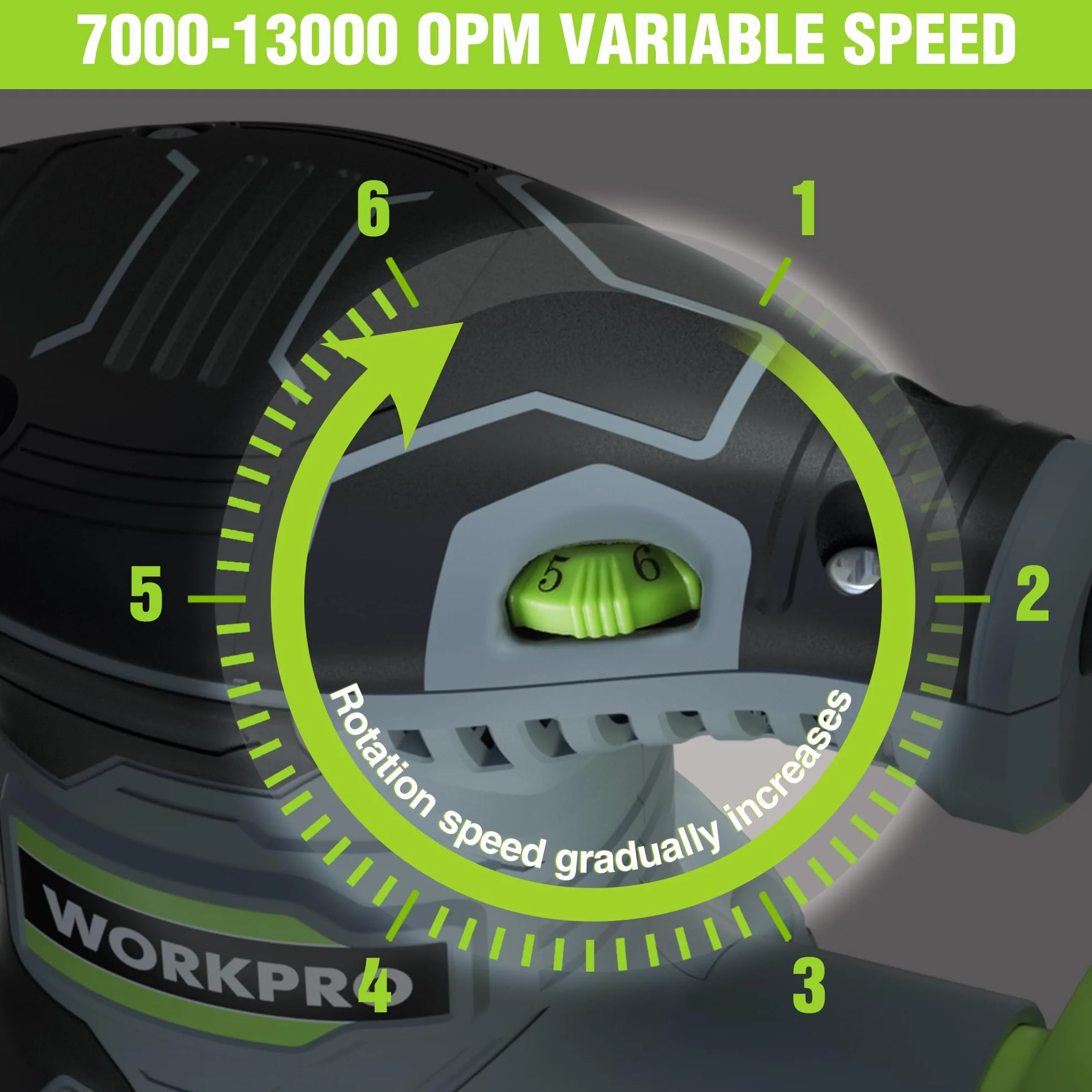 WORKPRO Szlifierka mimośrodowa 125 mm, 300 W z regulowaną prędkością 7000–13000 obr./min