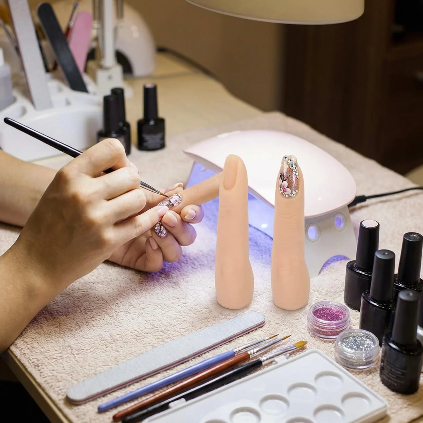 Silikonowe palce do ćwiczeń dłoni, trening paznokci, zginany elastyczny silikonowy model do ćwiczeń palców, silikonowy palec, do paznokci akrylowych, manicure, sztuka, tryb palców, 2 szt., kolor skóry