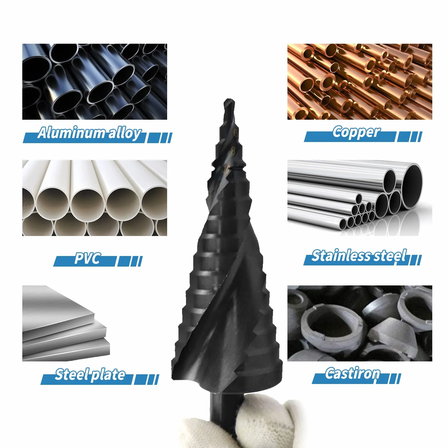 Wiertła Stopniowe HSS 4-20 mm Zestaw do Metalu Drewna Plastiku