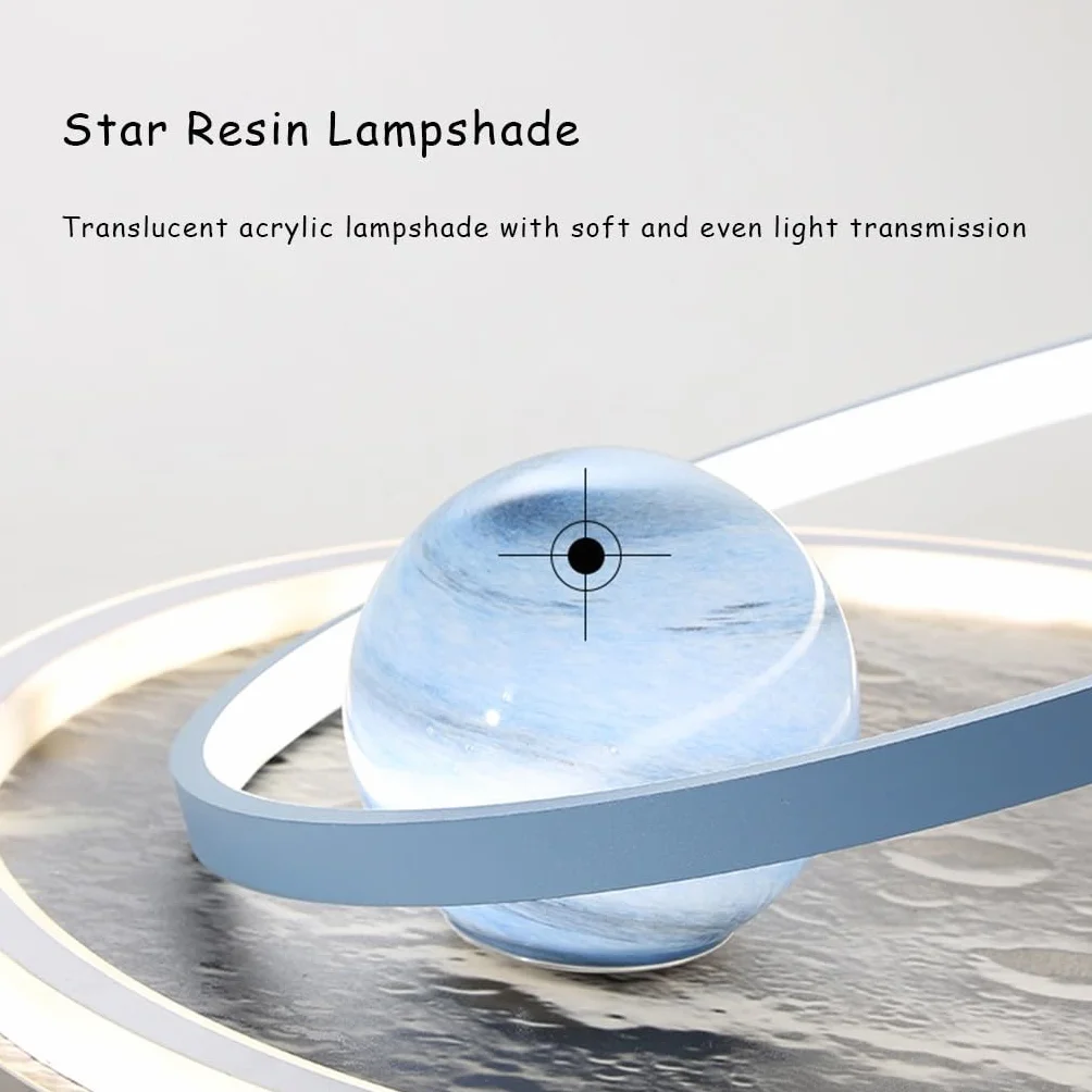 Led Lampa Sufitowa Ściemnialna Akrylowy Klosz Księżyc Astronauta Sypialnia Z Pilotem Salon Lampa Wisząca B