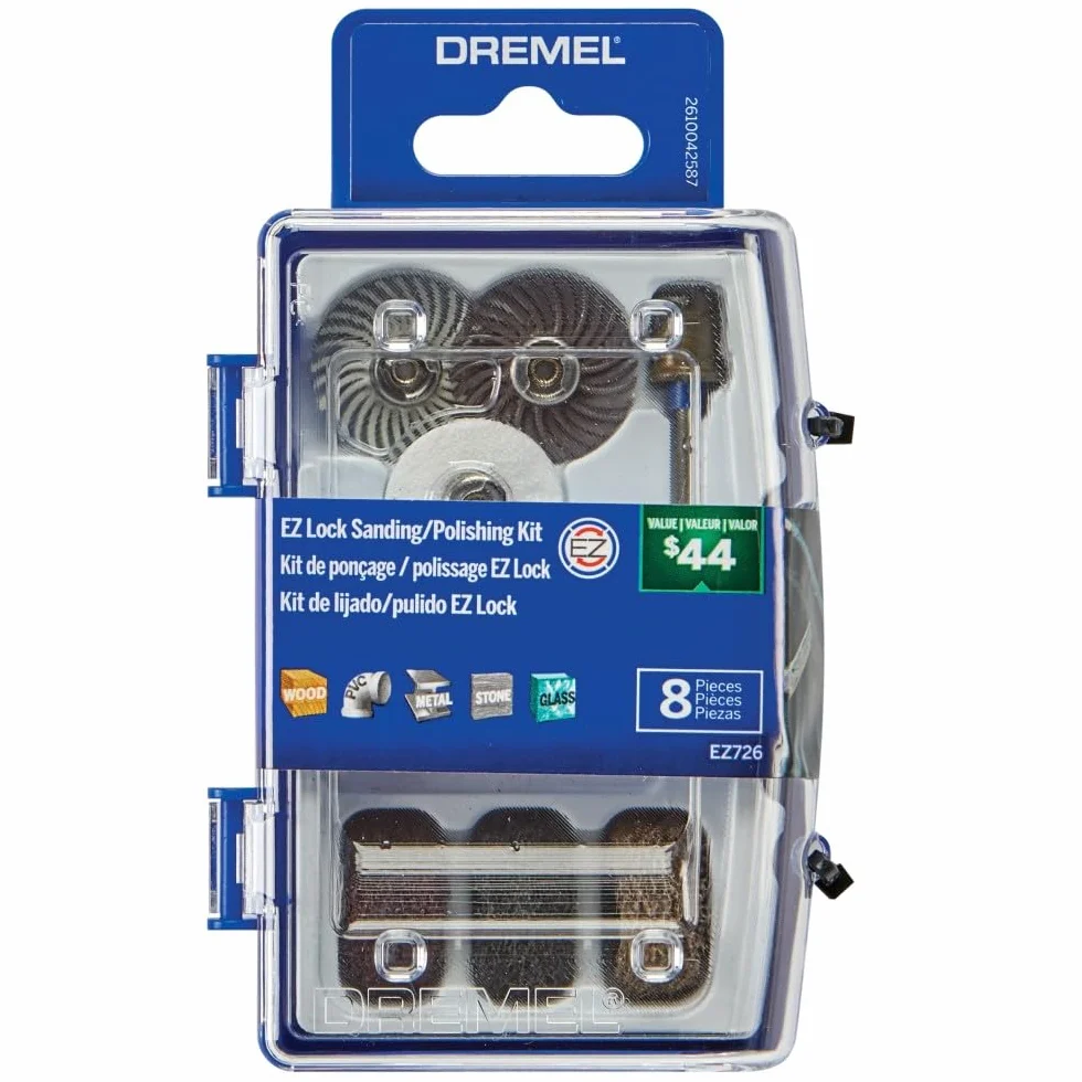 Dremel EZ726-01 EZ zestaw akcesoriów obrotowych do szlifowania i polerowania, 8-częściowy