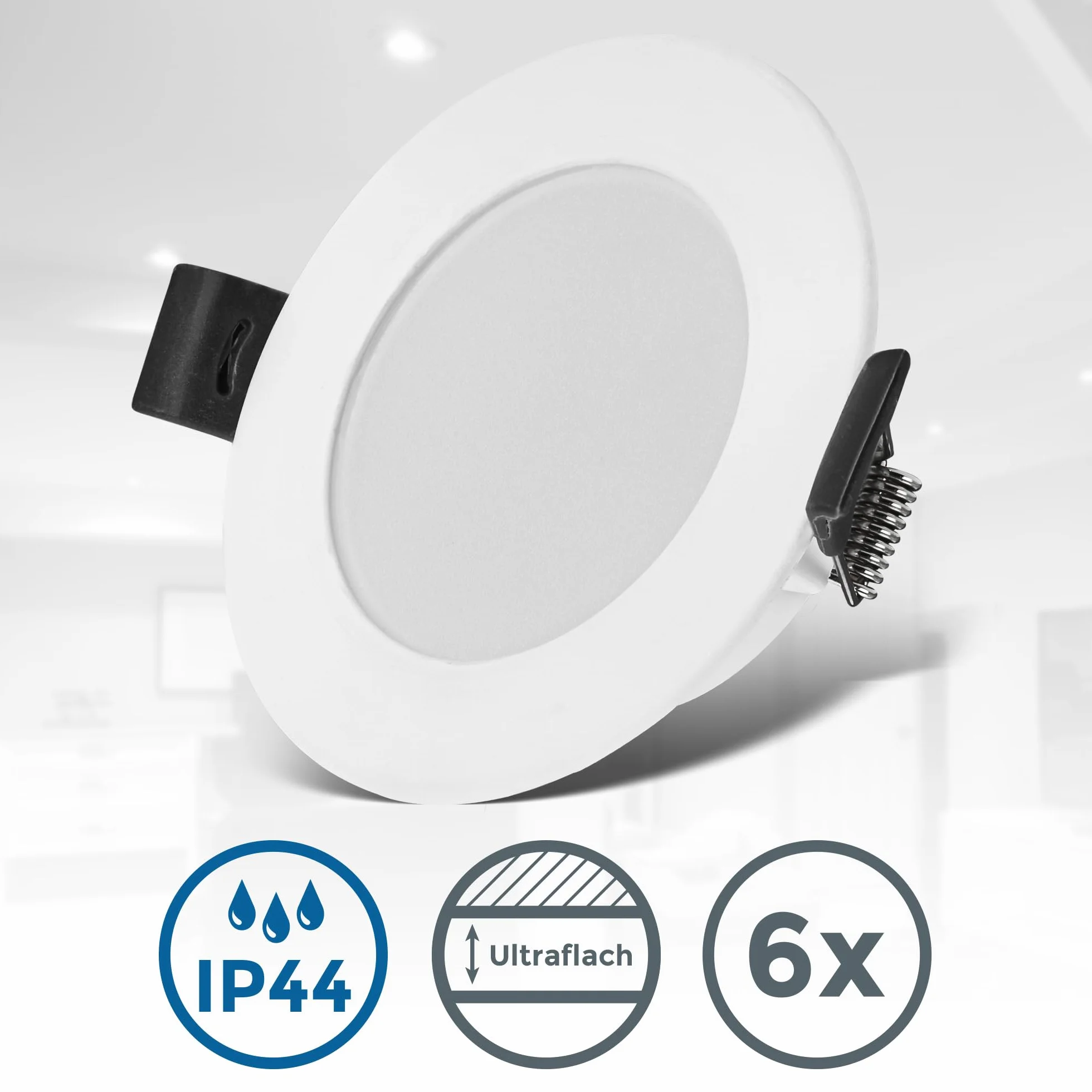 B.K.Licht Zestaw 6 reflektorów LED do zabudowy 230V IP44 85x25mm