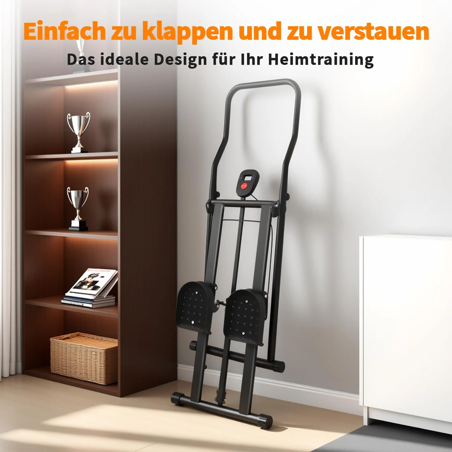 Stair Stepper do domu: Stairmaster do domu | urządzenie fitness do wspinaczki schodów | kompaktowy składany stepper cardio Fitness – regulowane kierownice/pedały i wyświetlacz LCD (A)