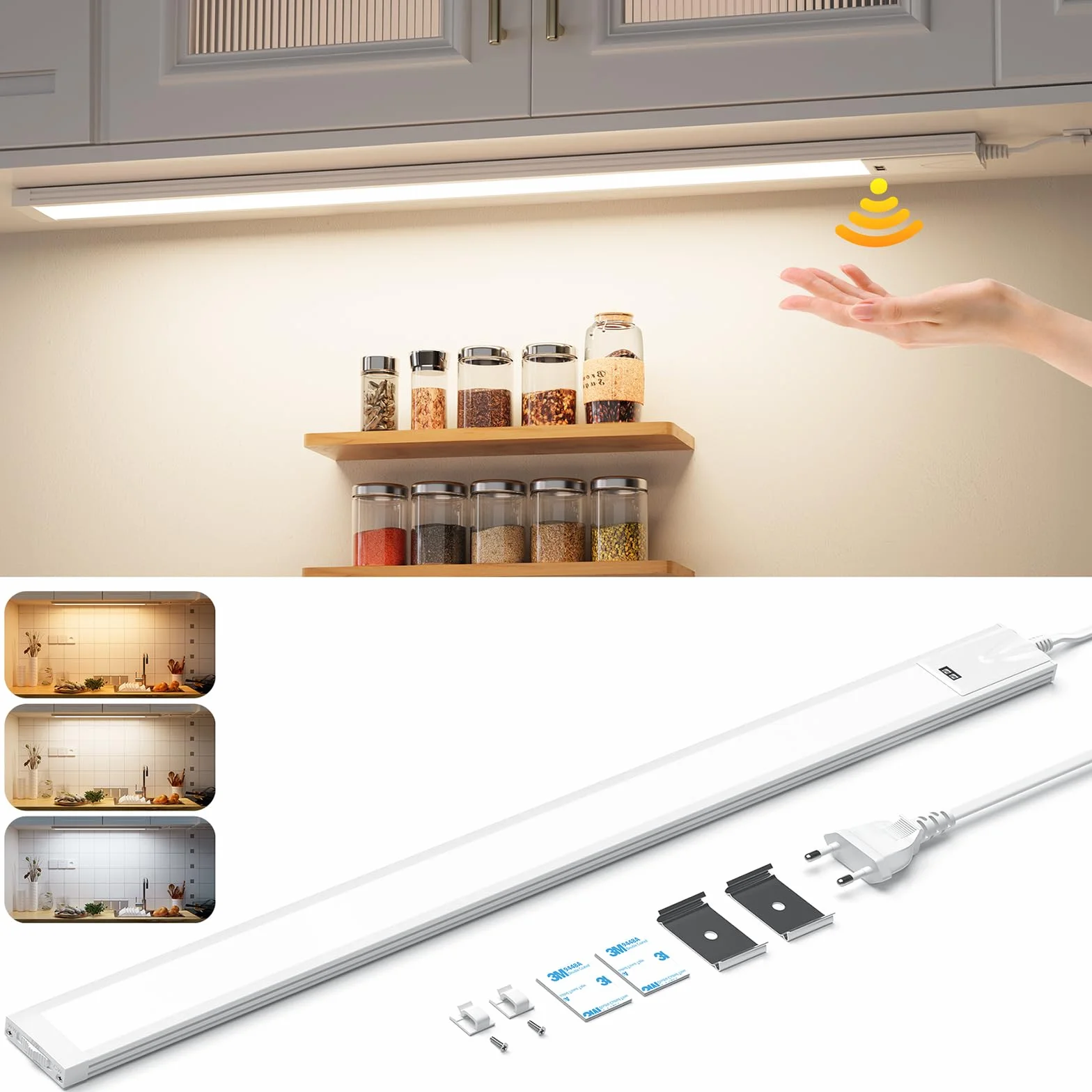 Lureshine Listwa oświetleniowa LED 55 cm z czujnikiem, regulacja jasności, 3 temperatury barw