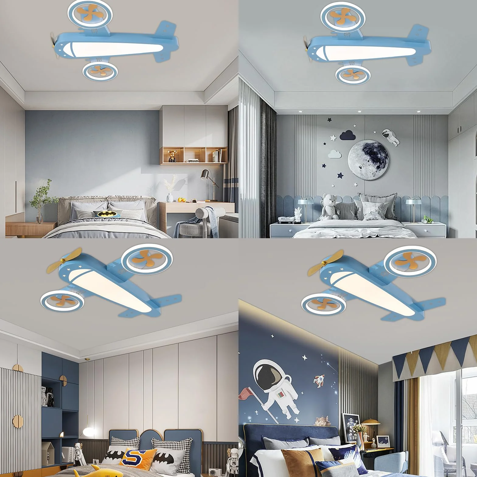 Urocza i stylowa, kreatywna lampa sufitowa LED, z motywem samolotu, regulowana temperatura barwowa z pilotem zdalnego sterowania, do pokoju dziecięcego, dla chłopców i dziewczynek, do sypialni, lampa