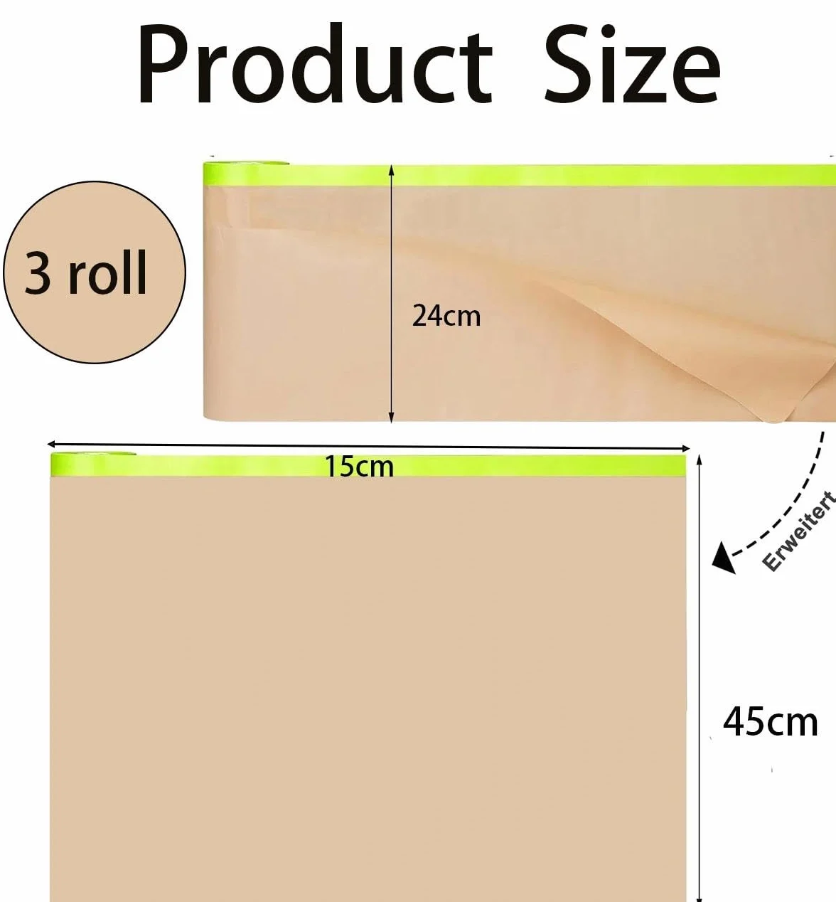 Papier malarski maskujący z taśmą samoprzylepną 45 cm x 15 m 3 rolki