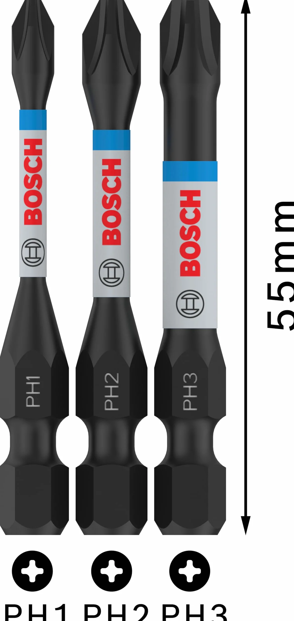 Bosch Professional Impact Control PH Set 3-częściowy bity 50 mm sześciokątny Pick and Click