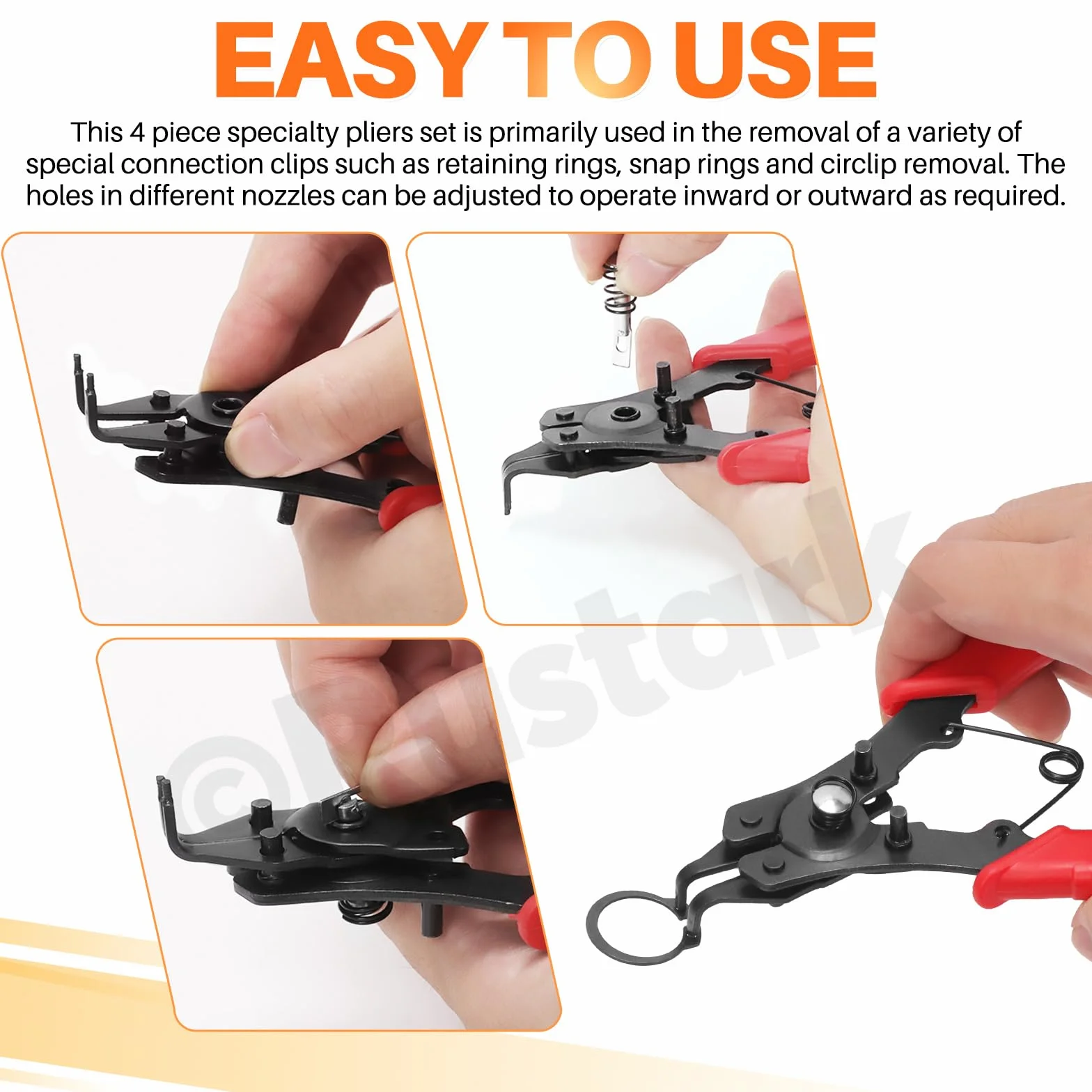 312Pcs 4 w 1 Szczypce do pierścieni osadczych M1.5-M10 E-Clip M4-M28 C-Clip z pęsetą