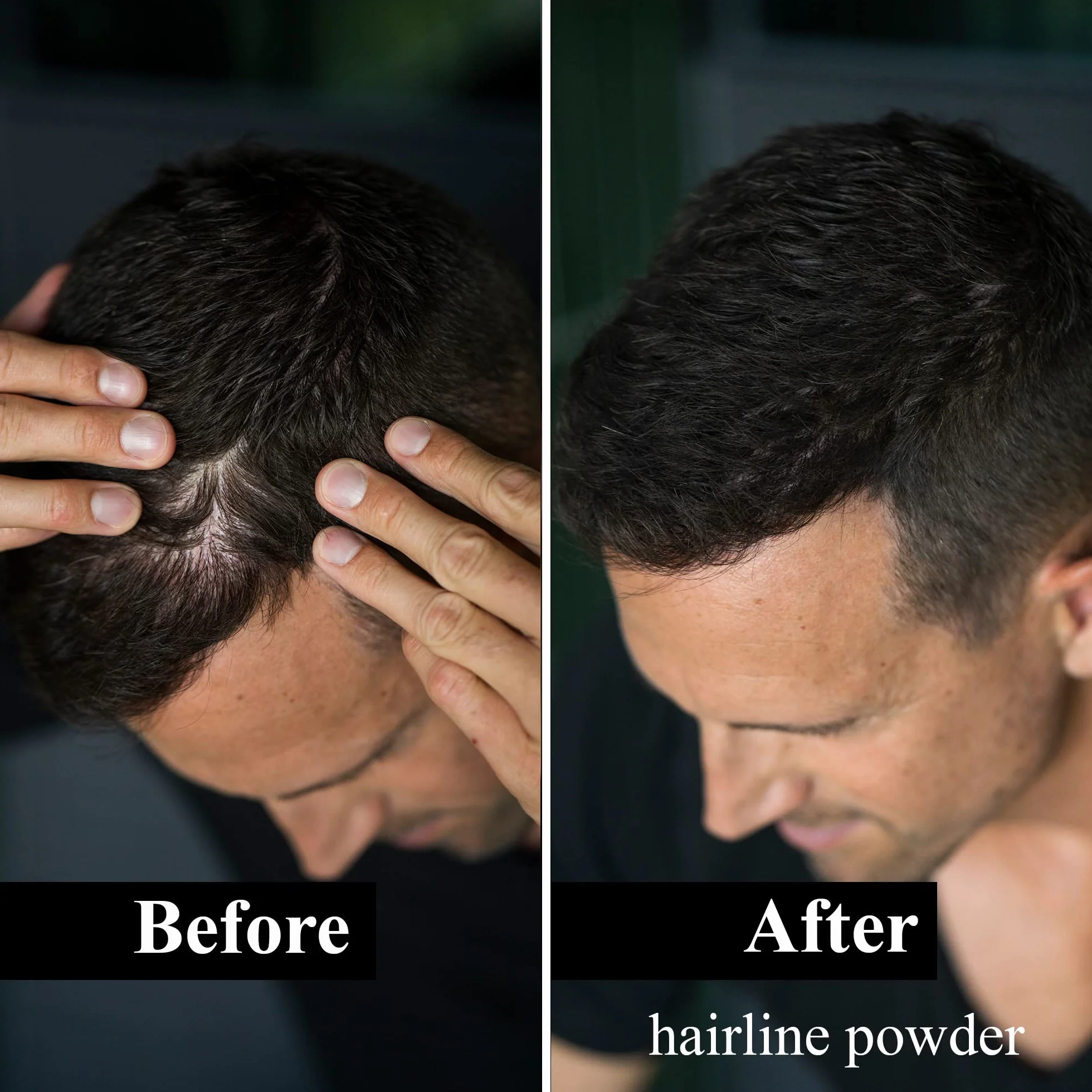 LEON MIGUEL Puder do nasady – wodoodporny puder Hairline Powder jako idealny korektor do zakrywania nasady, niewidoczny makijaż włosów do zagęszczania włosów (czarny, Hairline Powder)
