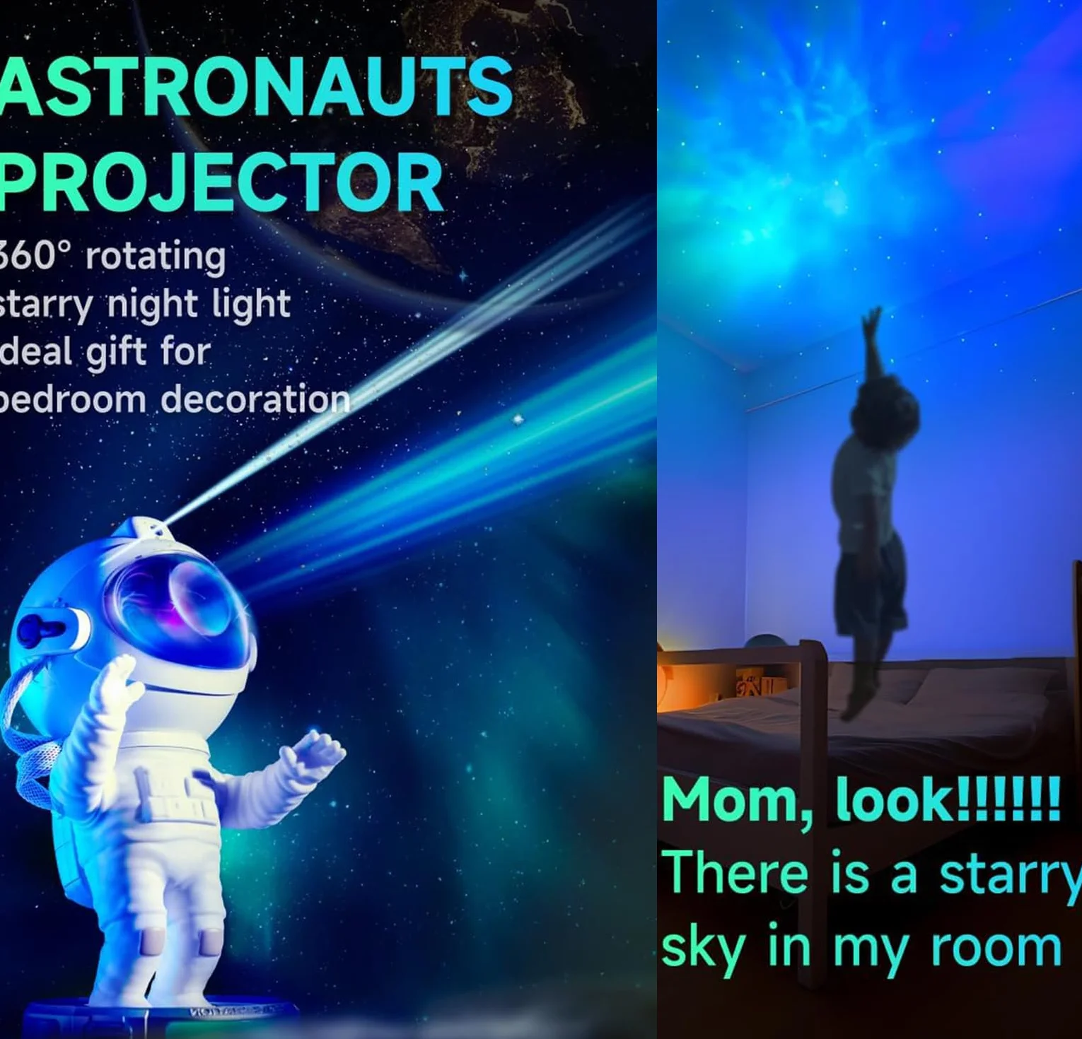 Projektor światła astronauty gwiaździste niebo Galaxy z pilotem i timerem 360° do sypialni