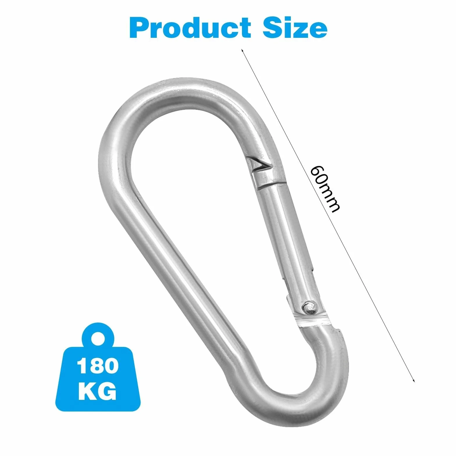 Karabińczyki ocynkowane 180 kg 12 sztuk 6x60 mm z zatrzaskiem sprężynowym