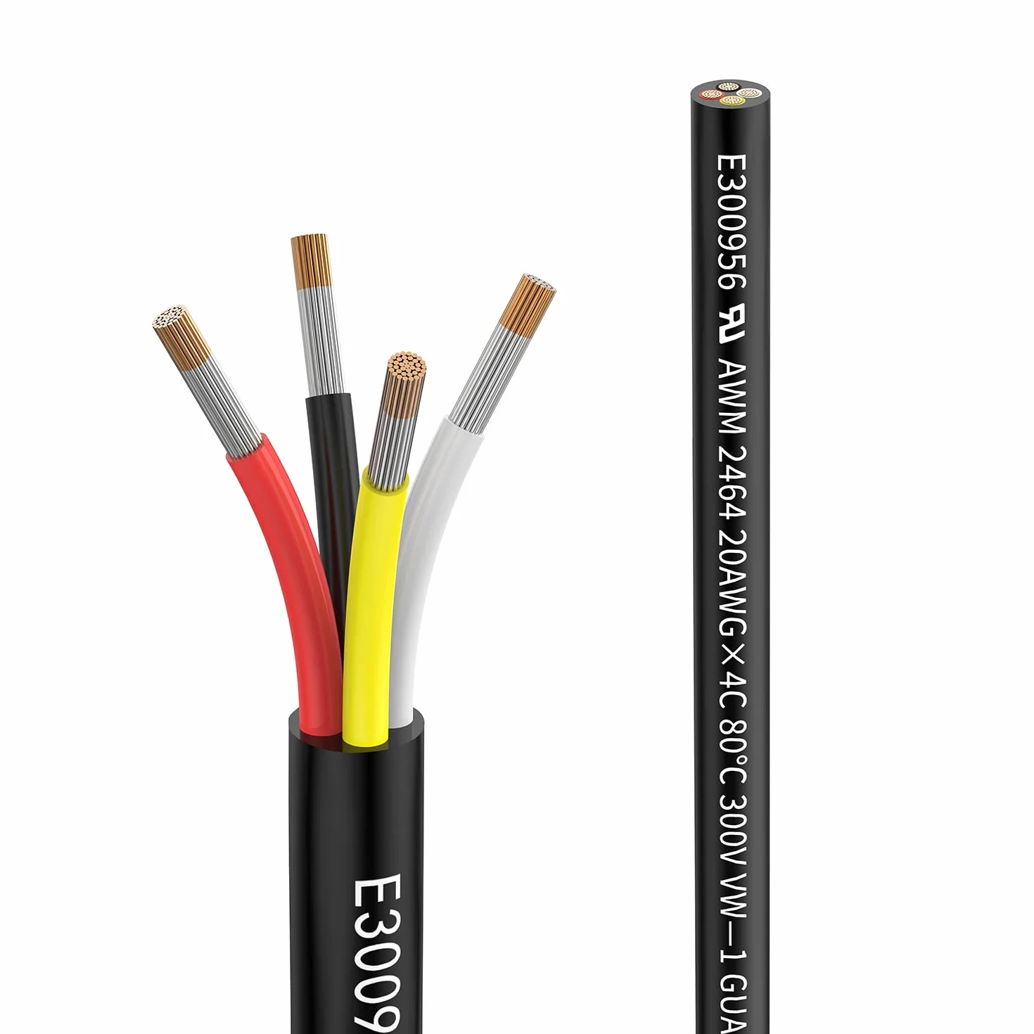 Przewód 20 AWG 4×0,5 mm² 10m UL2464 4-żyłowy kabel przedłużający 300V beztlenowy drut miedziany do LED samochodowych