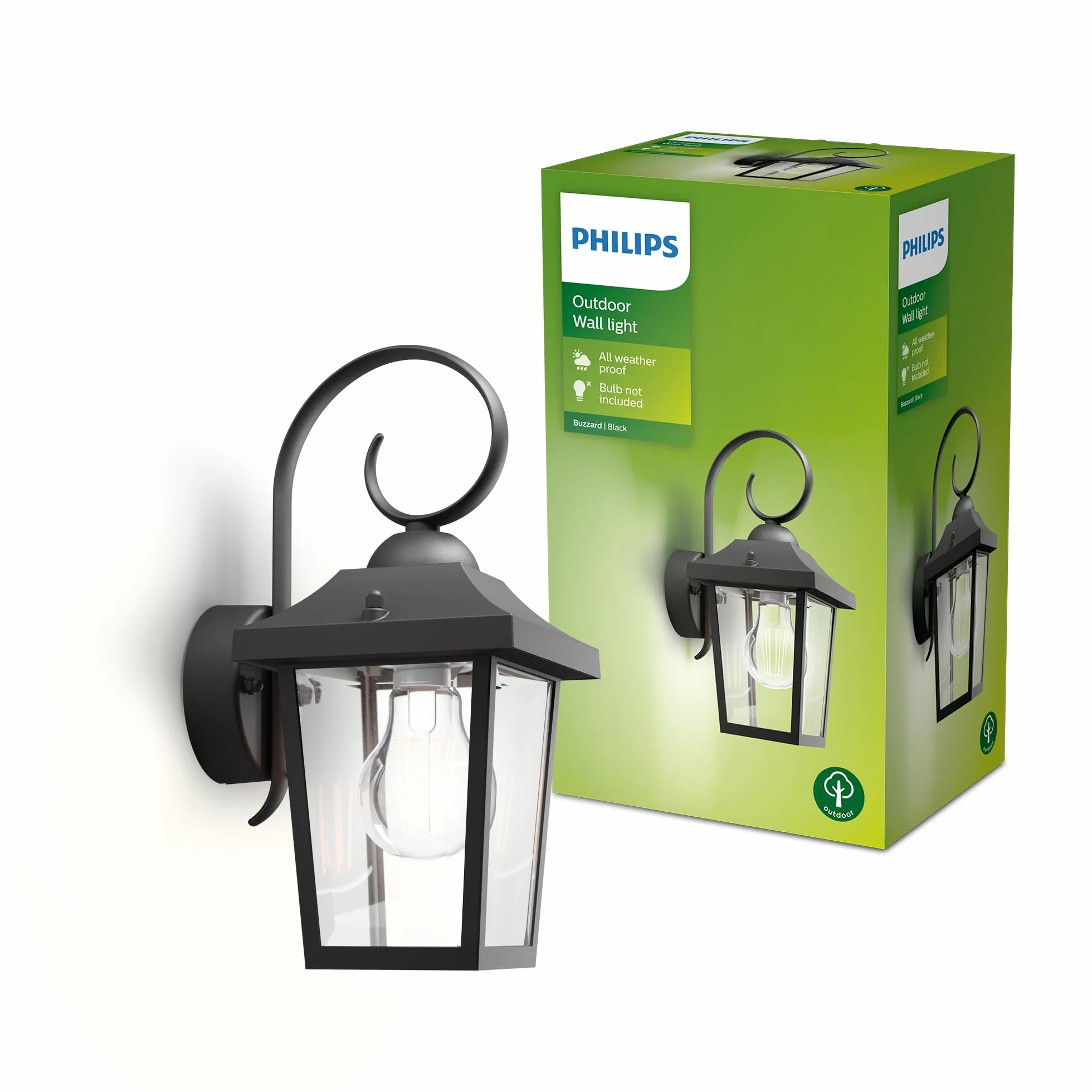 Philips Buzzard Kinkiet Zewnętrzny IP44 Aluminium Czarny E27