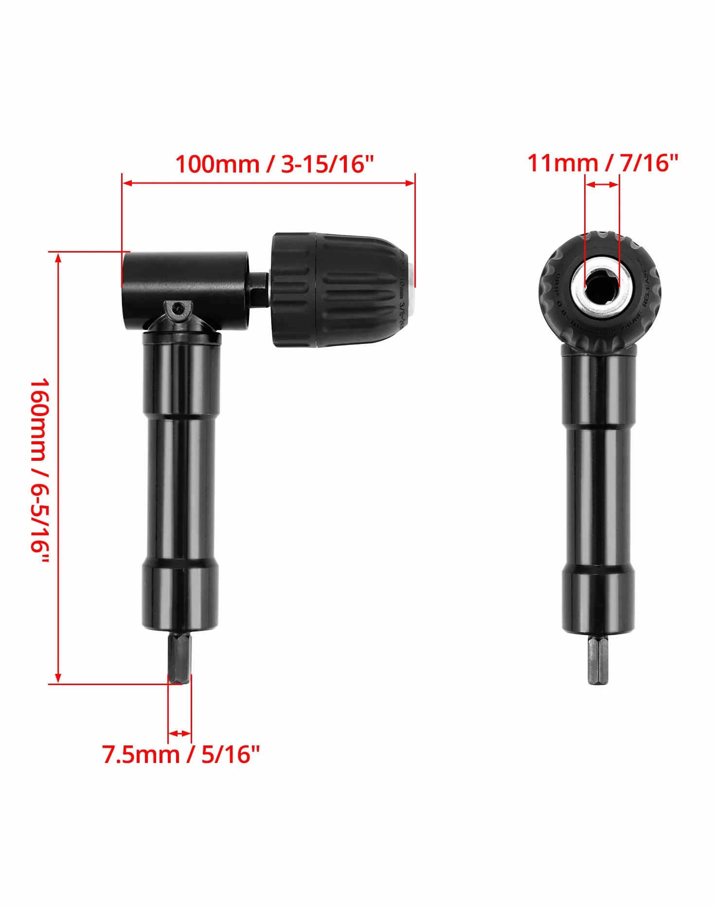 QWORK Przystawka do wiertarki kątowej, zakres mocowania 0,8-10 mm, uchwyt wiertarski 90 stopni, adapter do wiercenia pod kątem
