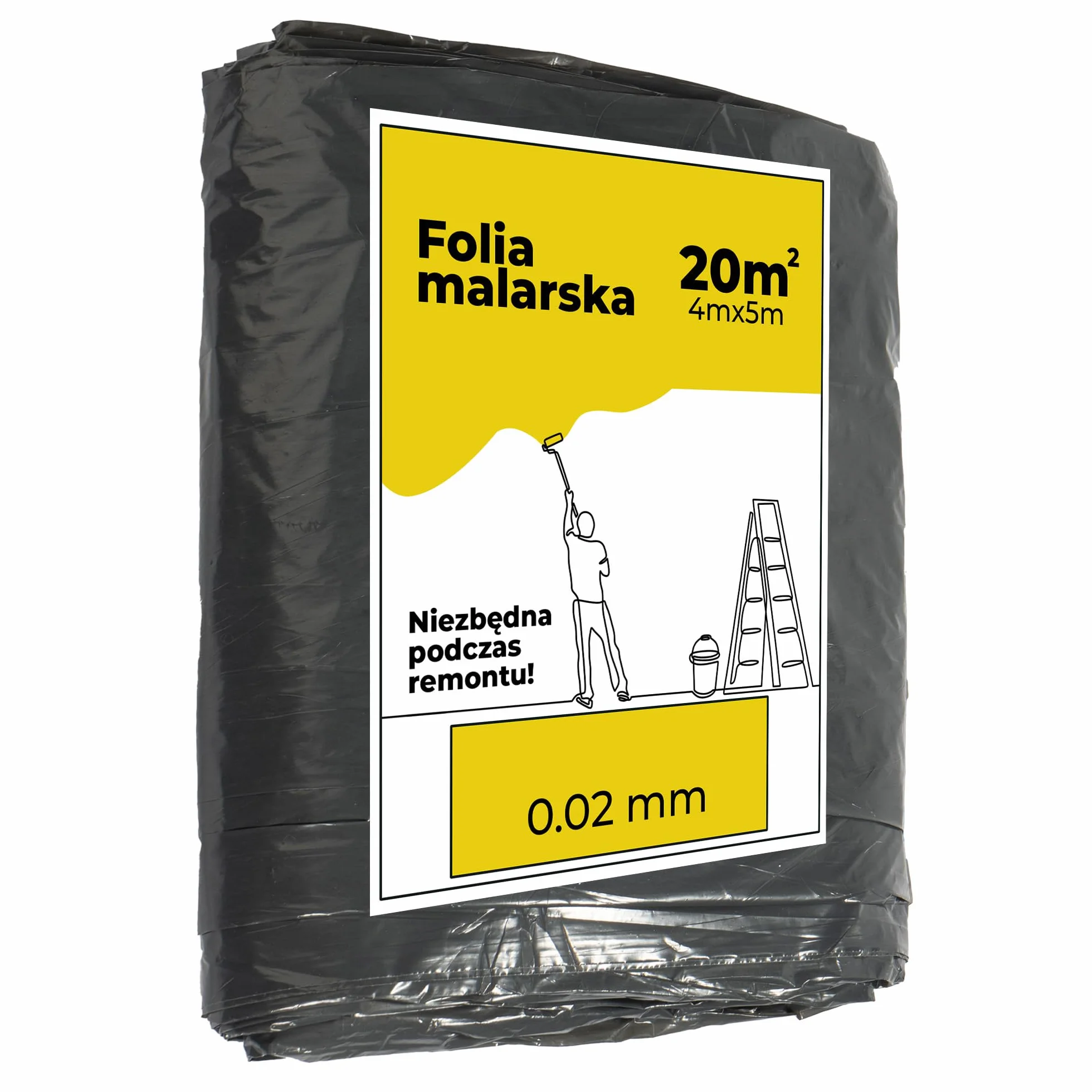 Folia malarska 0.02mm 4x5m czarna ochronna do malowania i remontu 10 sztuk
