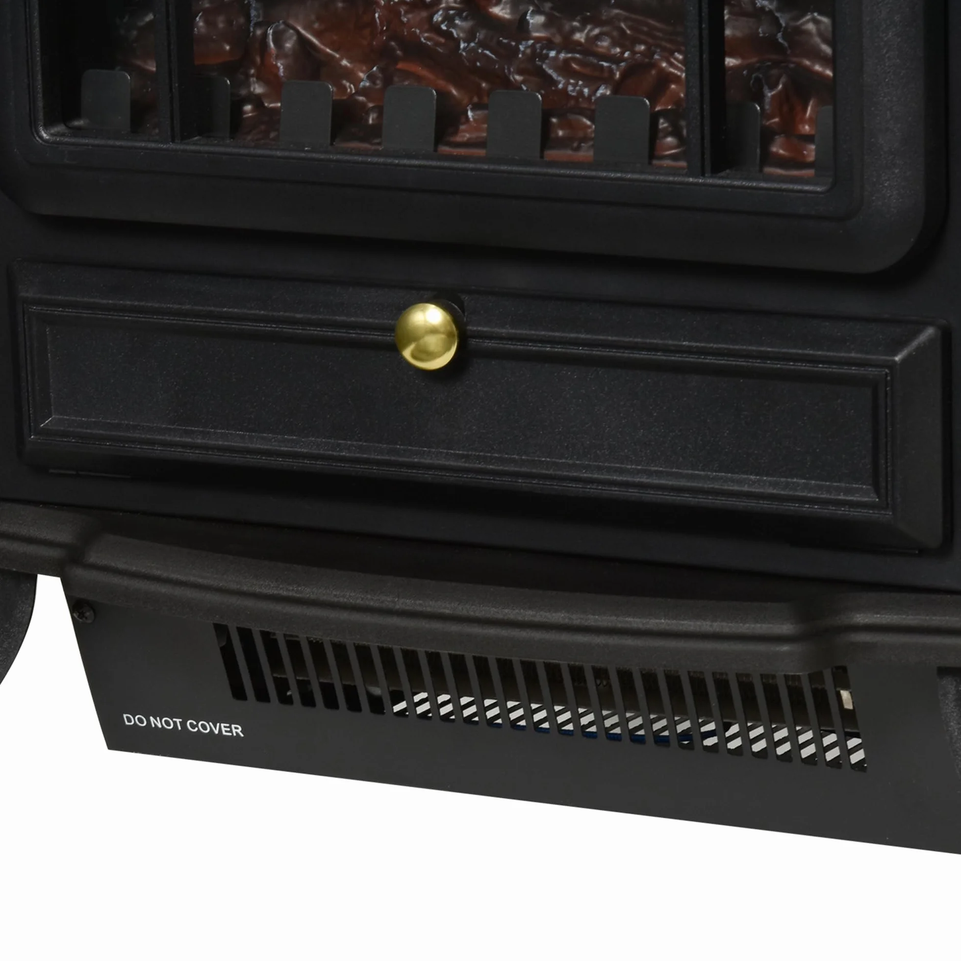 HOMCOM elektryczny piec kominkowy efekt płomienia 1000/2000W ochrona przed przegrzaniem metal czarny 45 x 28 x 54,8 cm