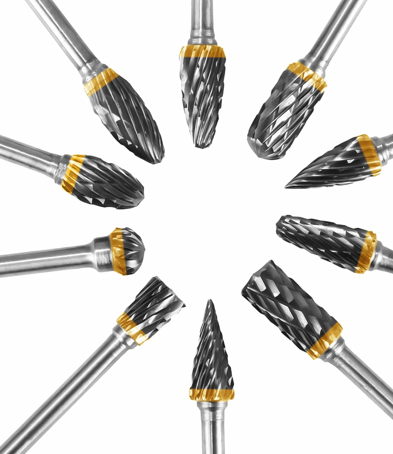 Zestaw frezów z węglików spiekanych kompatybilny z Dremel, 10 elementów drążka 1/8"