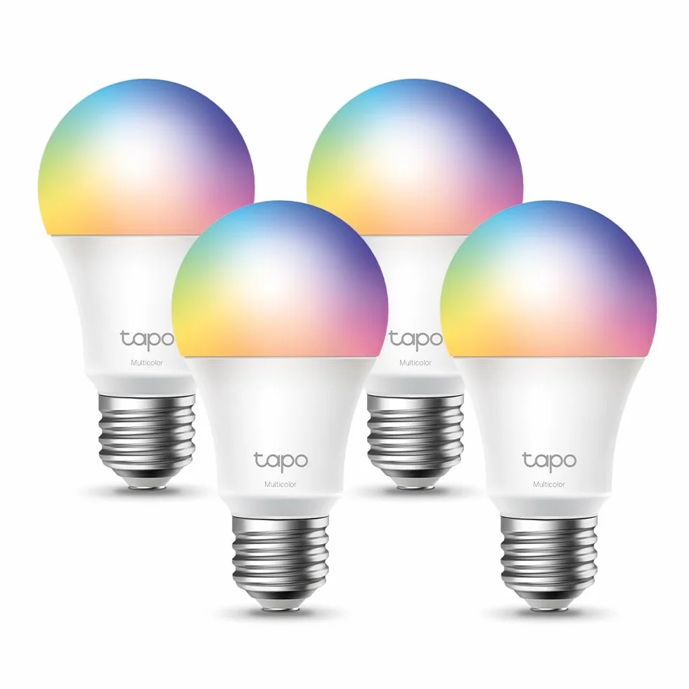 TP-Link Tapo L530E(4-Pack) – Inteligentna żarówka WiFi LED E27, 806 lm, regulacja jasności i kolorów, bez potrzeby huba, sterowanie głosowe (Alexa/Google), harmonogramy i aplikacja