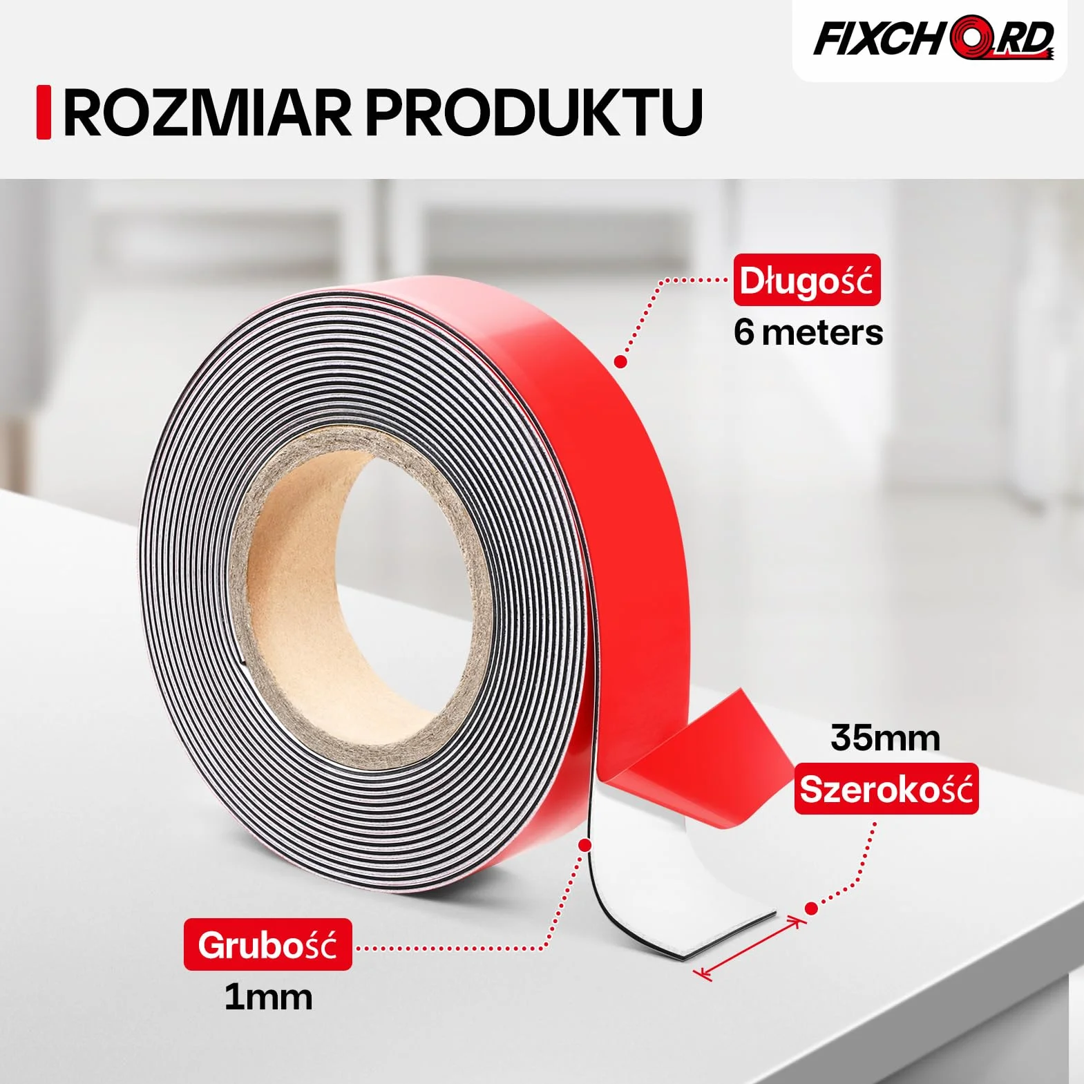 Taśma Metalowa Samoprzylepna 6m x 35mm do Ton i Magnesów
