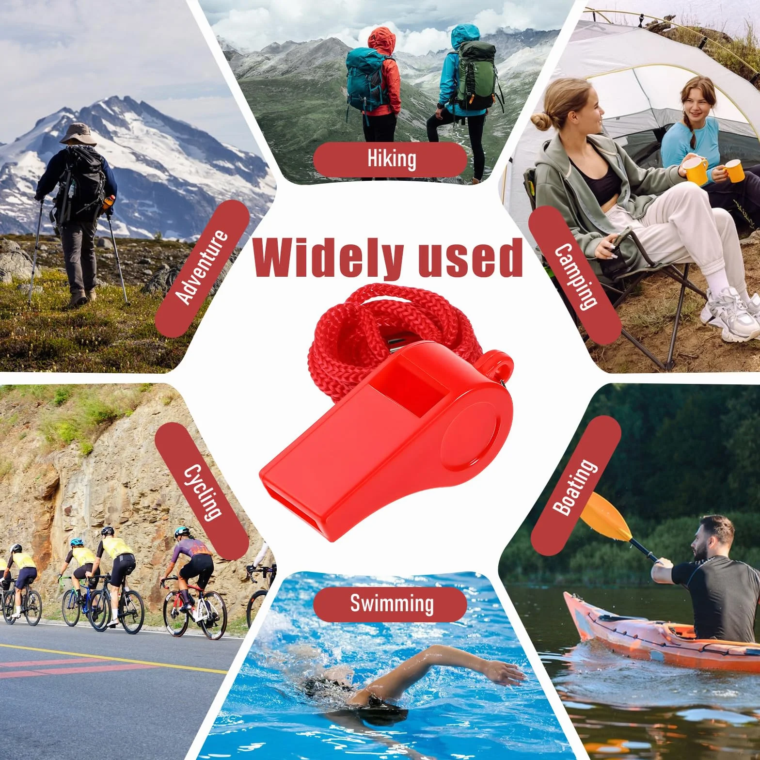 Yolev Czerwony gwizdek ze smyczą, plastikowy gwizdek dla dorosłych, głośny, wyraźny gwizdek dźwiękowy do aktywności na świeżym powietrzu, szkolenia trenerów, ratowników, policji nauczycieli