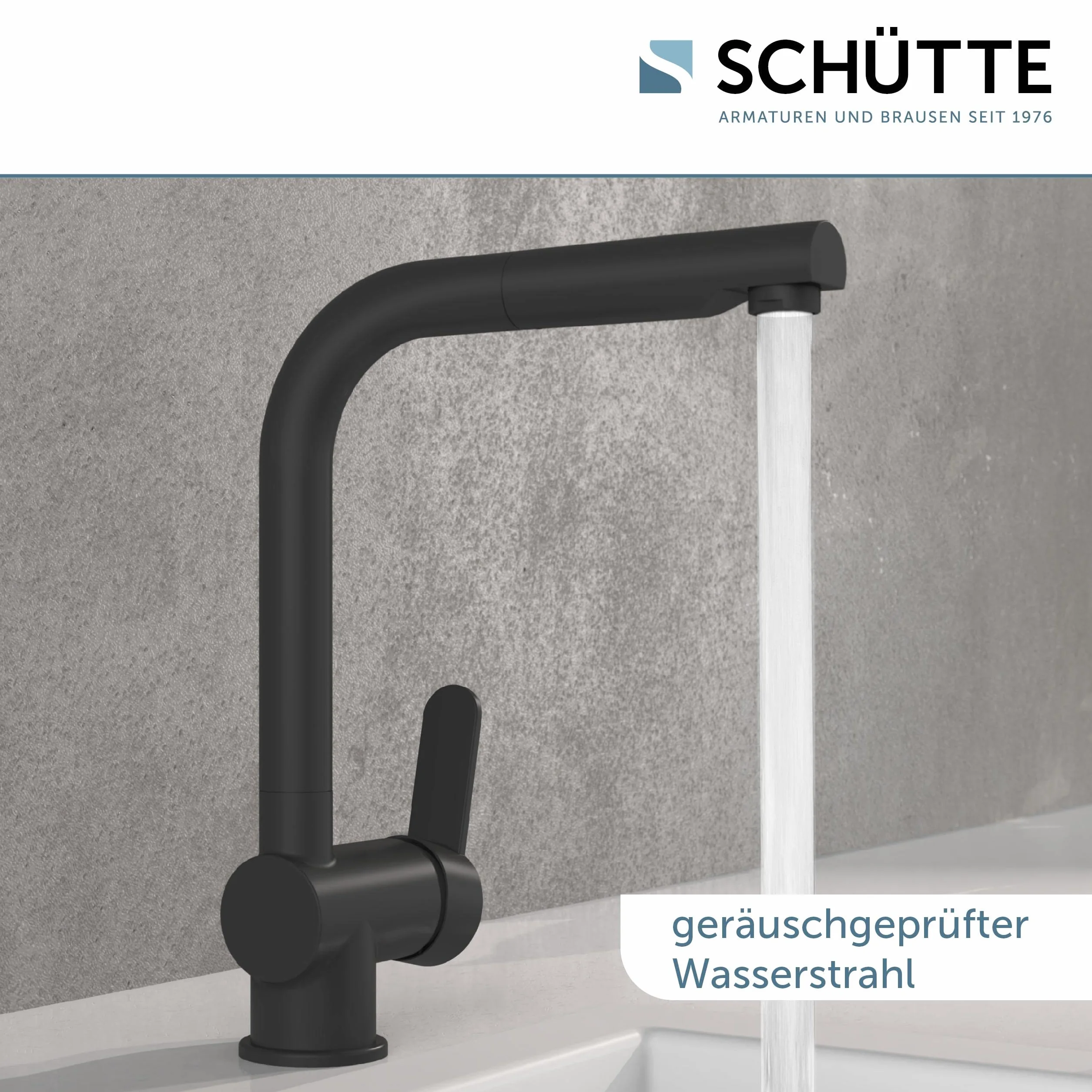 SCHÜTTE 79760 London bateria kuchenna z wyciąganą słuchawką, matowa czerń