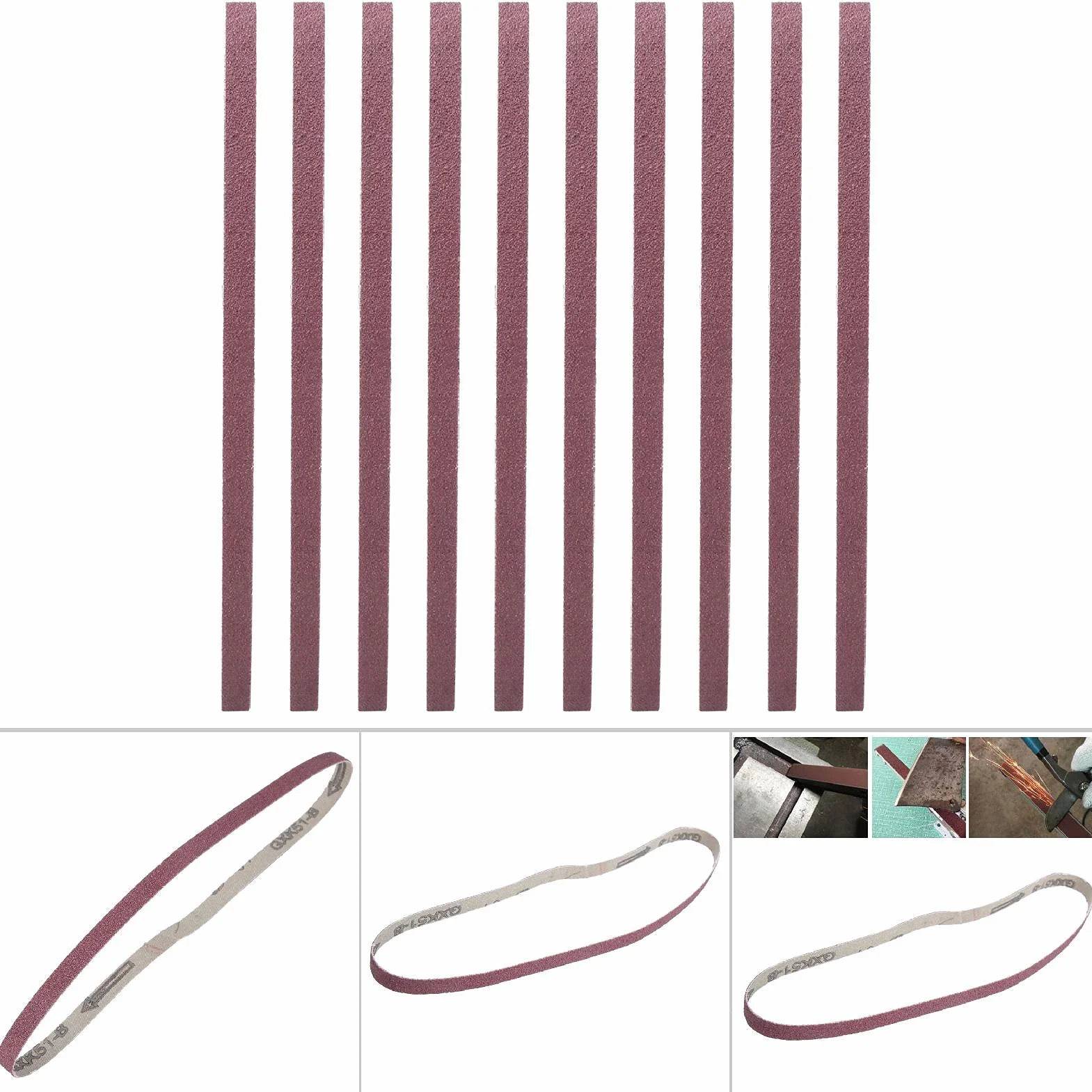 Papier ścierny z taśmą szlifierską Tlenek Glinu 10 szt. 533 X 9 Mm 60#