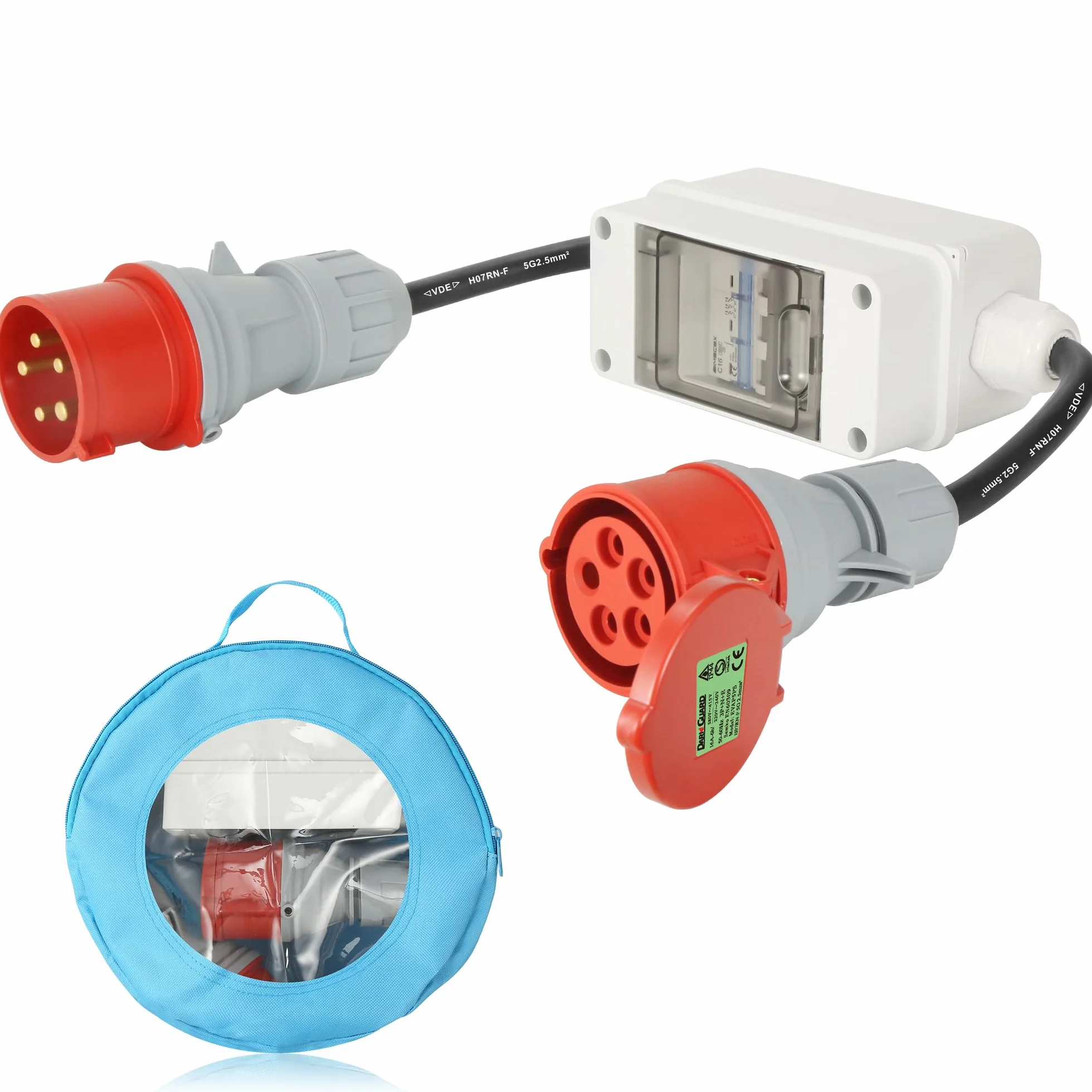 Adapter CEE 32 A wtyczka do sprzęgła 16 A 5 Polige Kupplung Starkstrom Adapter z wyłącznikiem 400 V CEE Kabel zasilania H07RN-F 5G 2,5mm²