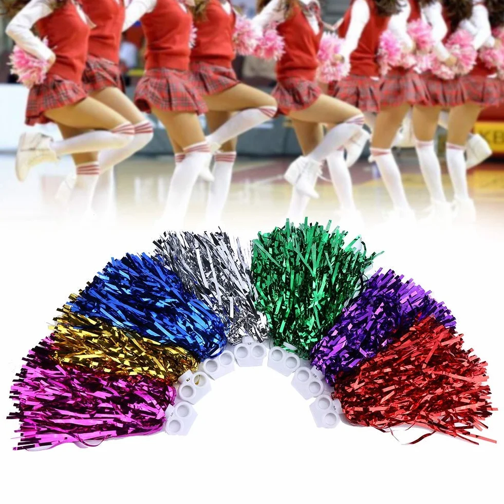 6szt Pompony do cheerleaderek, pompony sportowe Pompony do cheerleaderek Folia metalowa Pompony do cheerleaderek na przebranie na przyjęcie Kostium Taniec Sport Spotkanie (złoty)