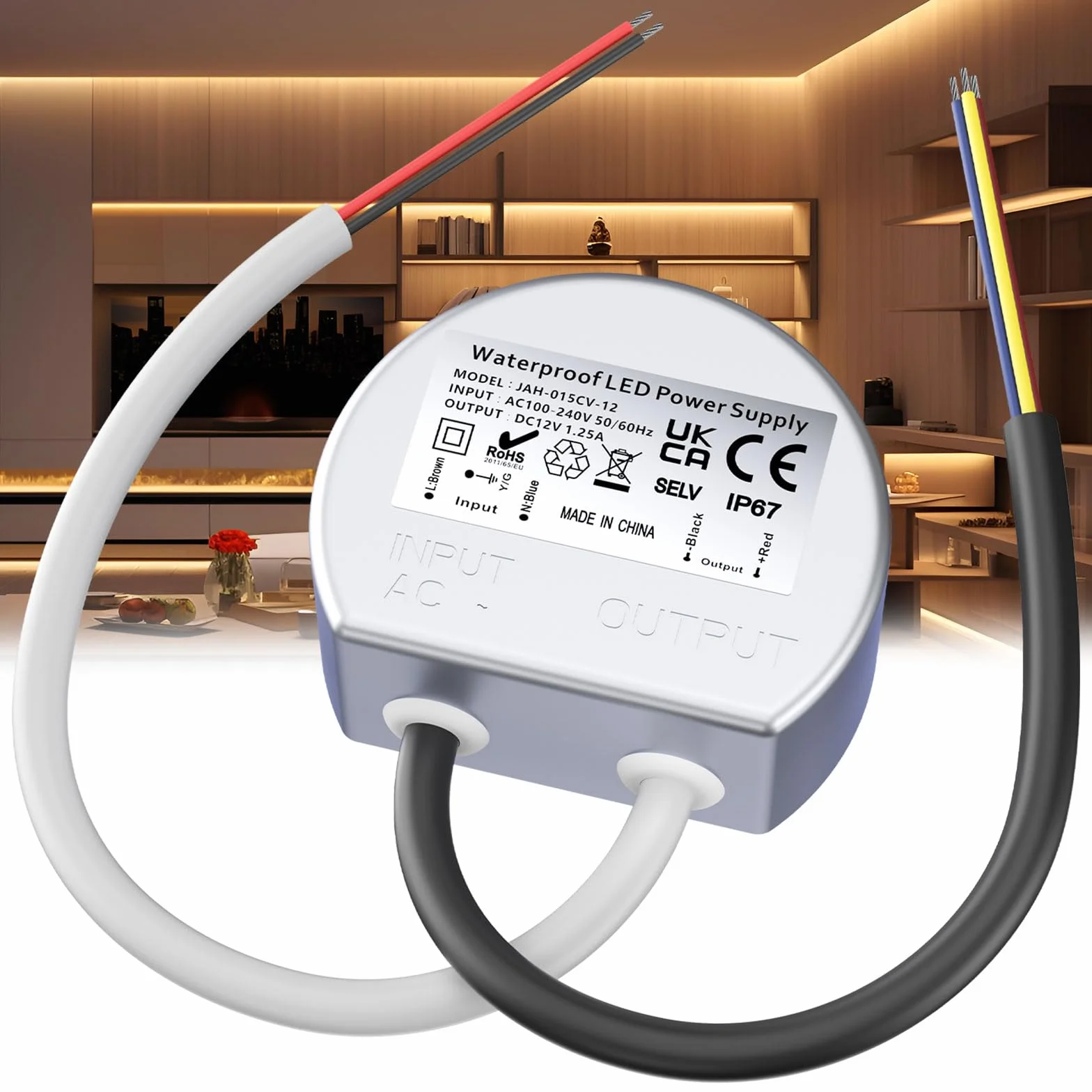Zasilacz sieciowy 12V 1,25A IP67 15W Mini Transformator LED Wodoszczelny