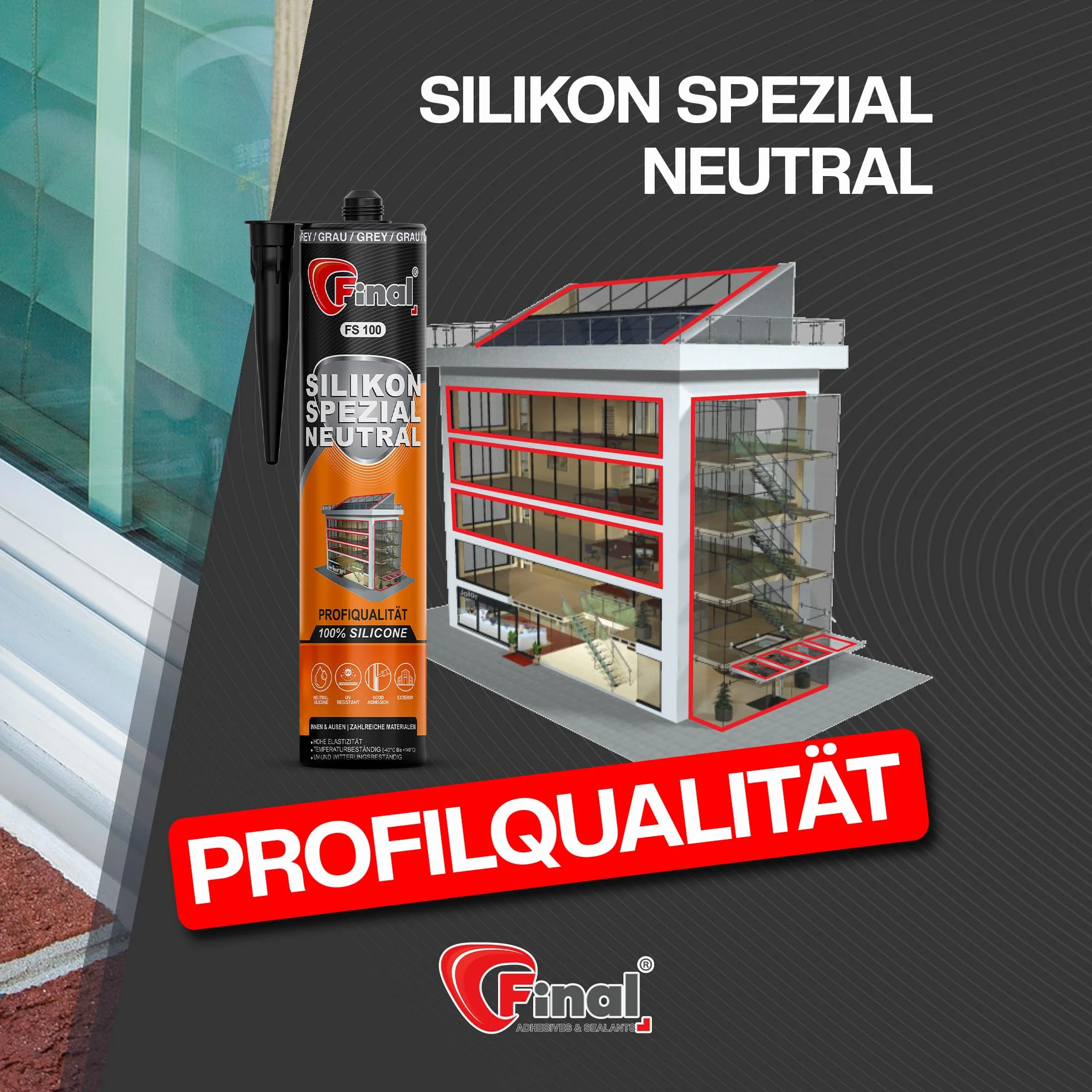 Silikonowy szary 300 ml mocno przylegający do wewnątrz i na zewnątrz