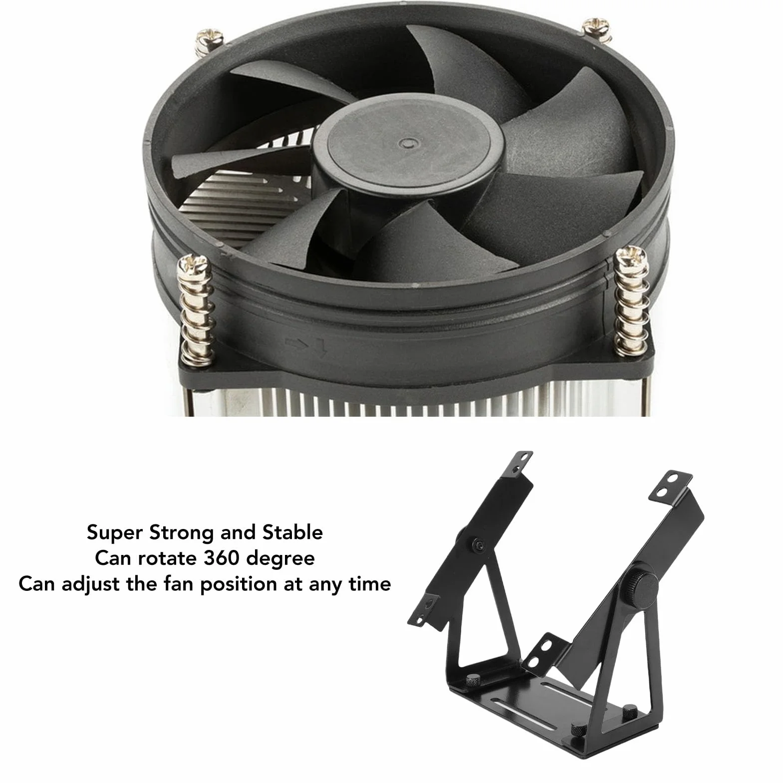 Uchwyt Wentylatora Komputera PC ze Stopu Aluminium 120 mm 140 mm Obrotowy Uniwersalny Wspornik DIY (BLACK)