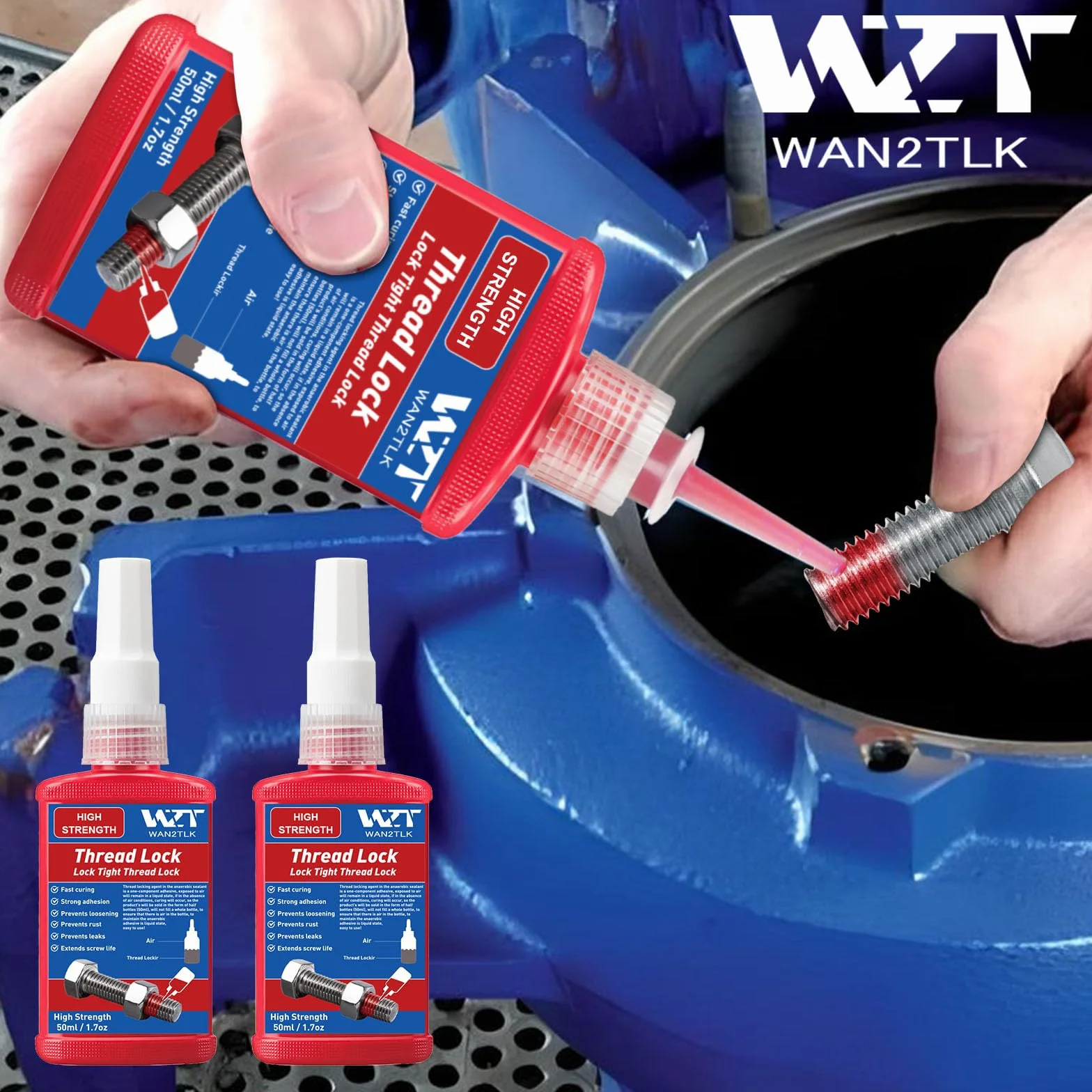 Klej do śrub zabezpieczający wysokiej wytrzymałości 50 ml czerwony wysoka temperatura
