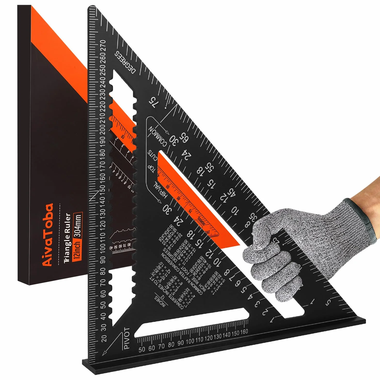 AivaToba Speed Square 30 cm Aluminiowy Kątownik Stolarski Trójkątny