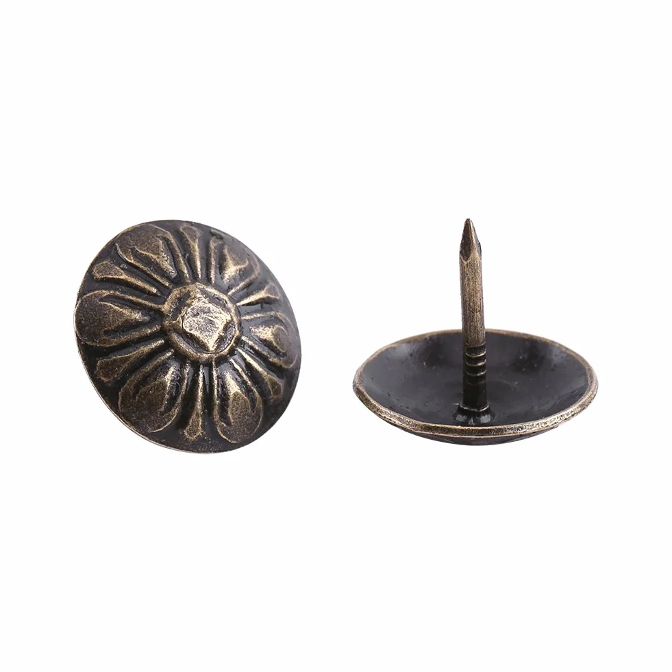 Gwoździe tapicerskie 100 szt. ozdobne z okrągłą główką 16x15 mm zielone do mebli