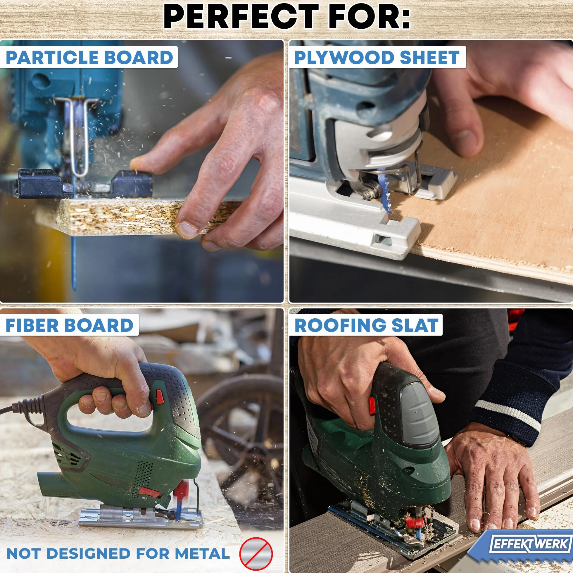 Heavy-Duty Carbide Jigsaw Blade Set, T-Shank Saw Blades for Wood with Storage Case