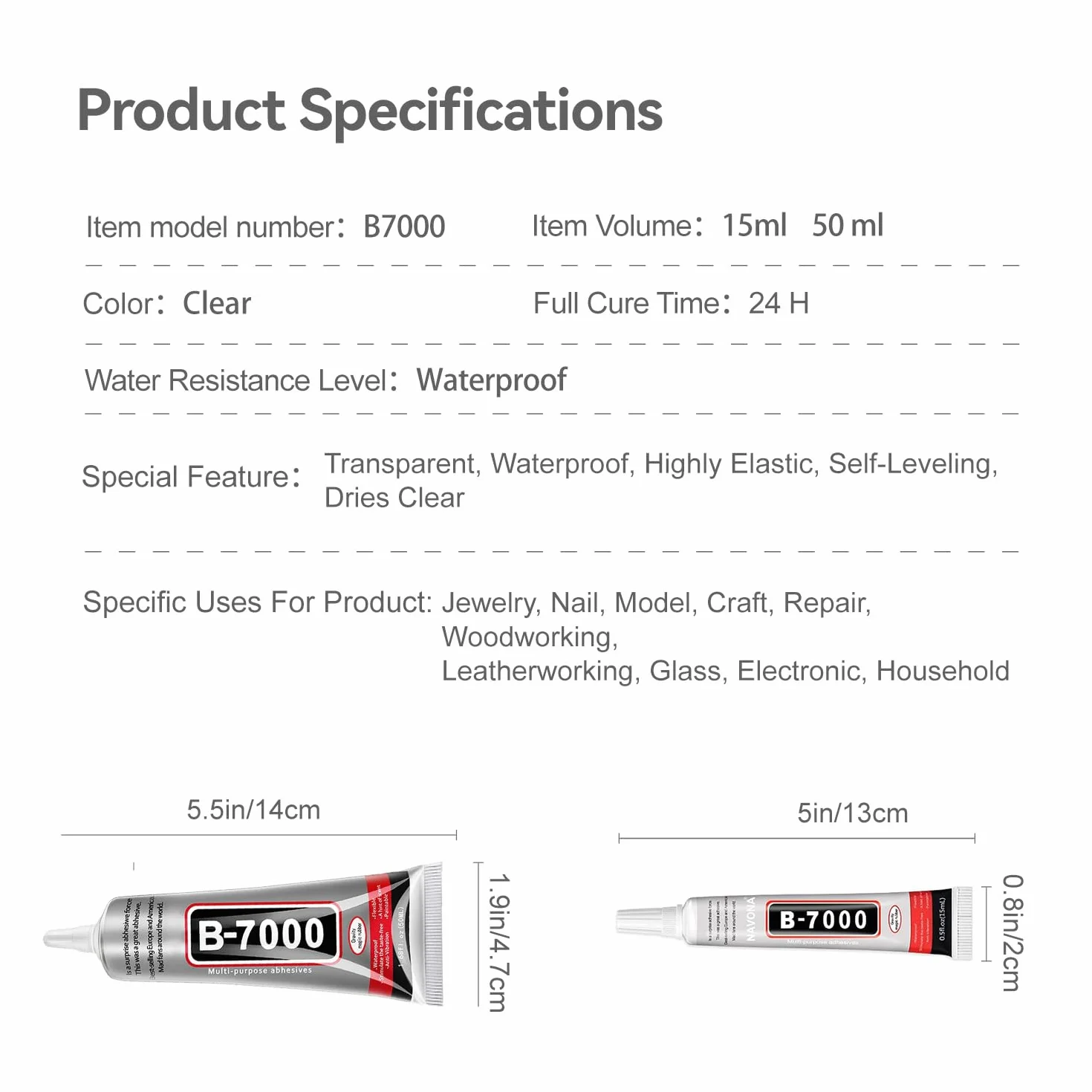 B-7000 Klej do Rhinestones and Jewelry Making | 15 ml przezroczysty uniwersalny klej z precyzyjną końcówką | Super mocny klej do rękodzieła wiskozy do telefonu z tkaniny ze szkła drzewnego |